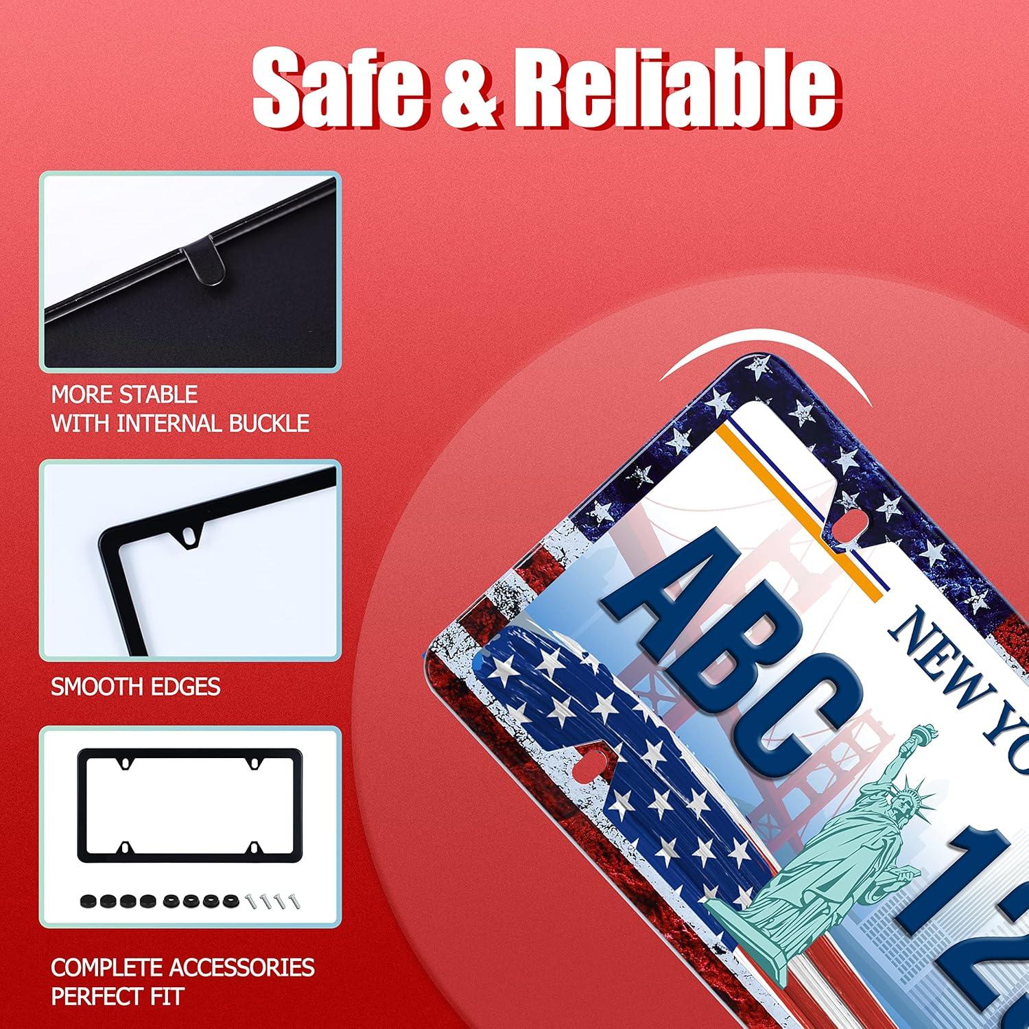 Marco de Placa de Licencia Acero Inoxidable UNINDREM Bandera Americana