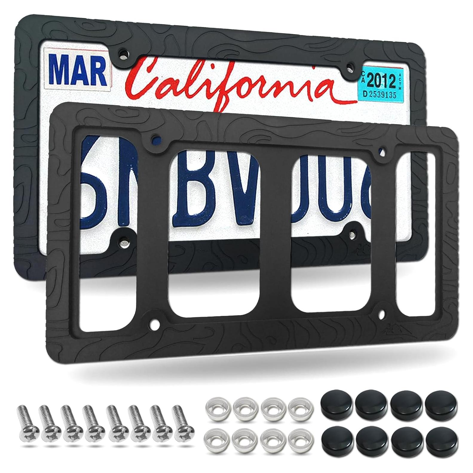 Marco de Placa de Licencia de Silicona FBJTDQ - Topografía 2 Pzas