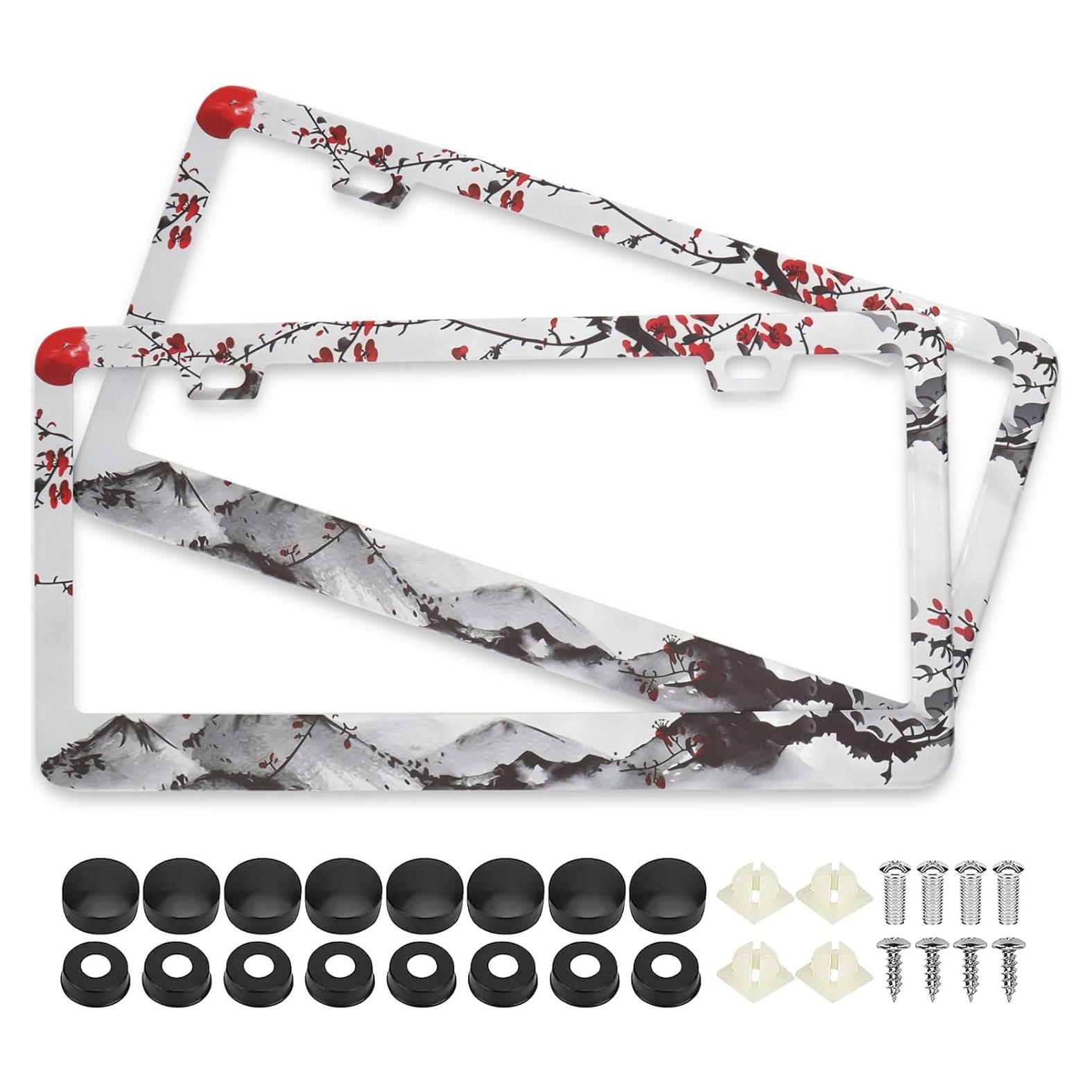 Marcos de Placas de Licencia LRZJYDMB Cerezos en Flor - Paquete de 2