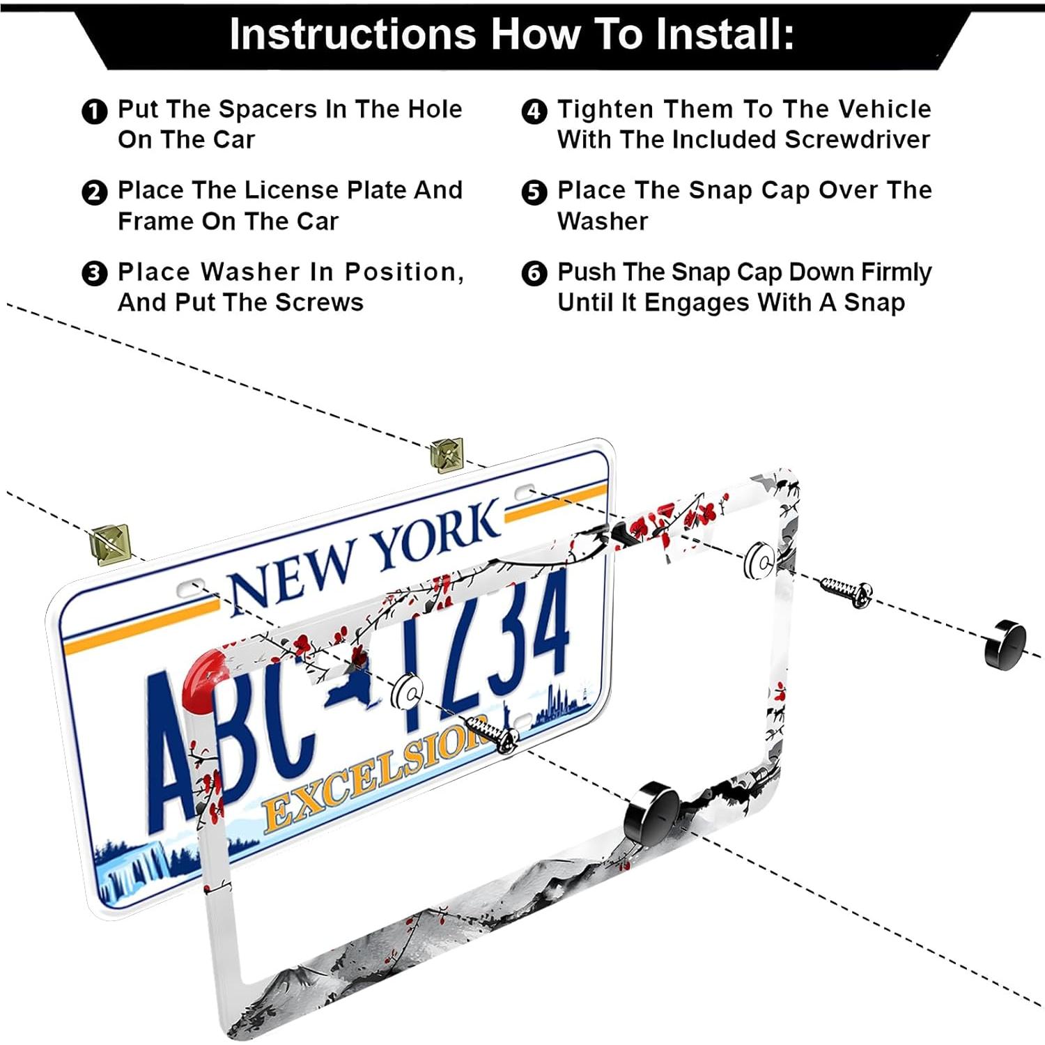 Marcos de Placas de Licencia LRZJYDMB Cerezos en Flor - Paquete de 2