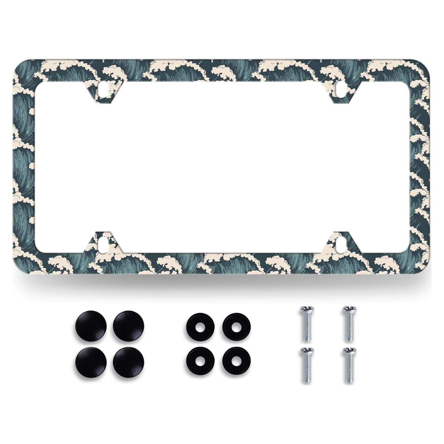 Marco de Placa de Licencia MUAWUOIK Olas del Océano 31.2x16 cm