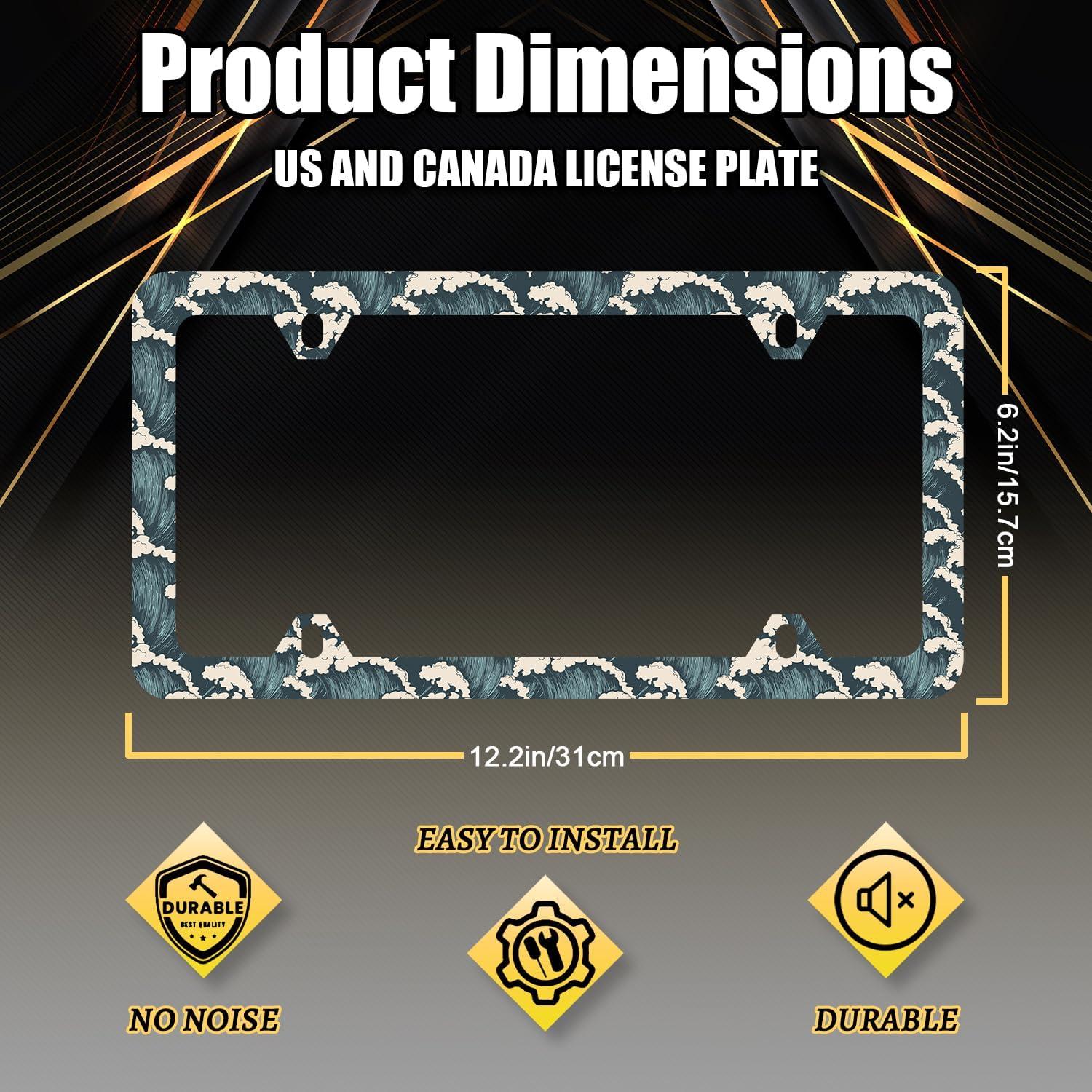 Marco de Placa de Licencia MUAWUOIK Olas del Océano 31.2x16 cm