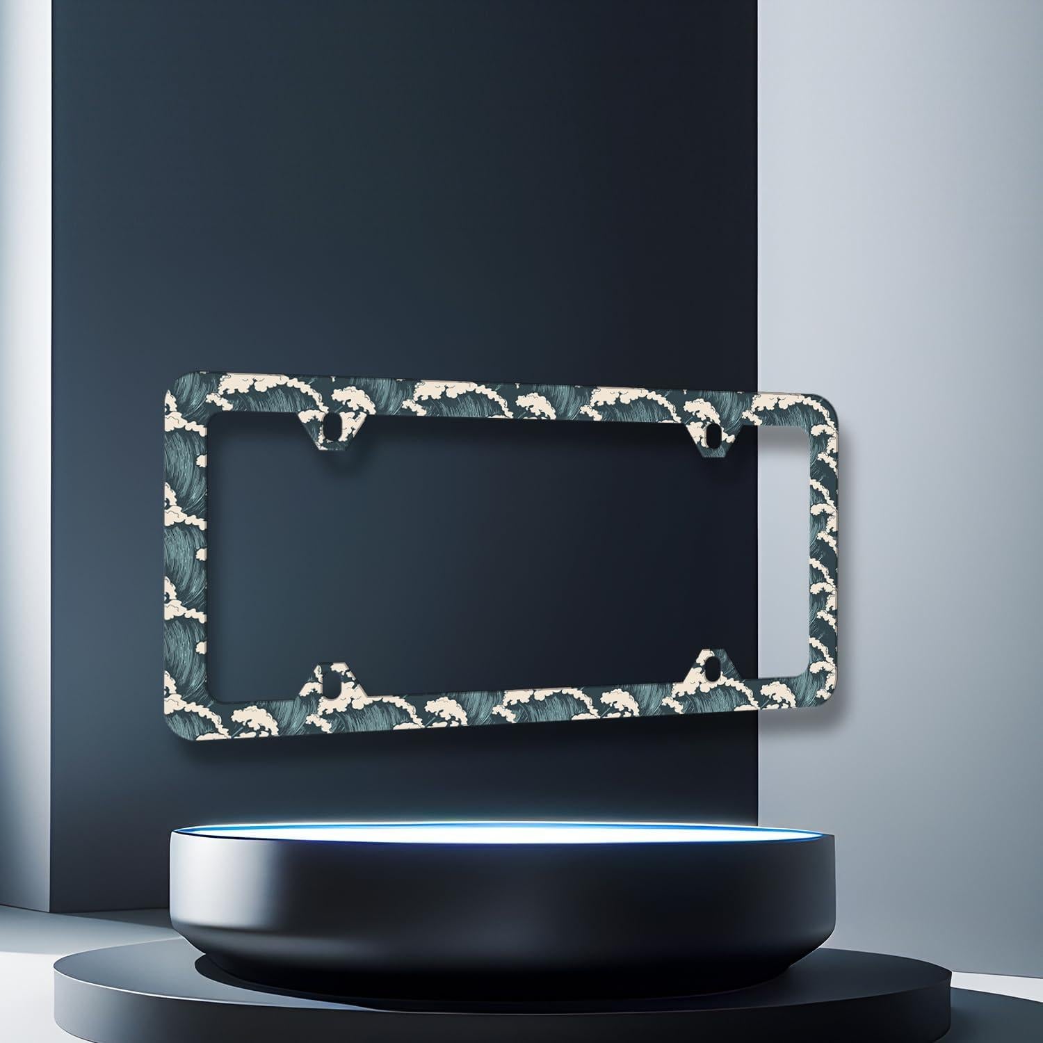 Marco de Placa de Licencia MUAWUOIK Olas del Océano 31.2x16 cm