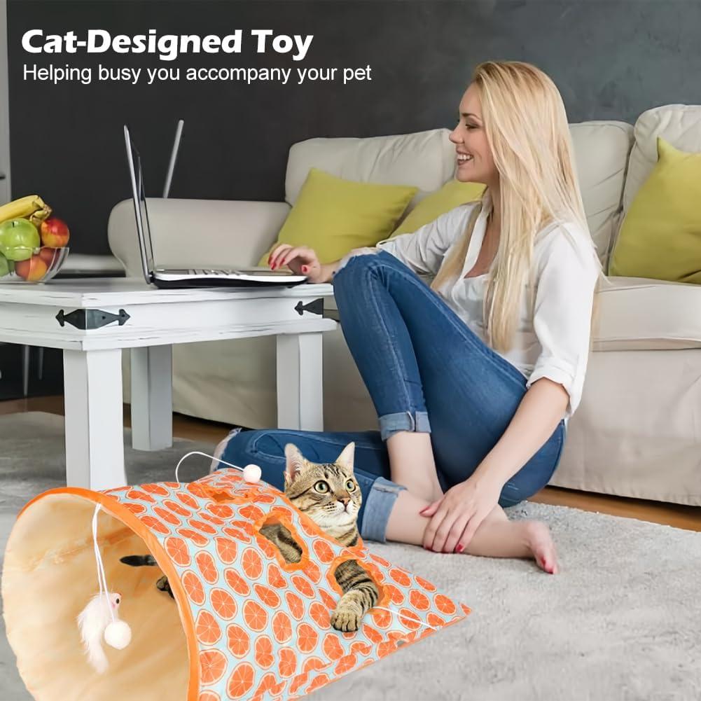 Juguete de túnel para gatos Kakalote con 3 bolas y sonido crujiente