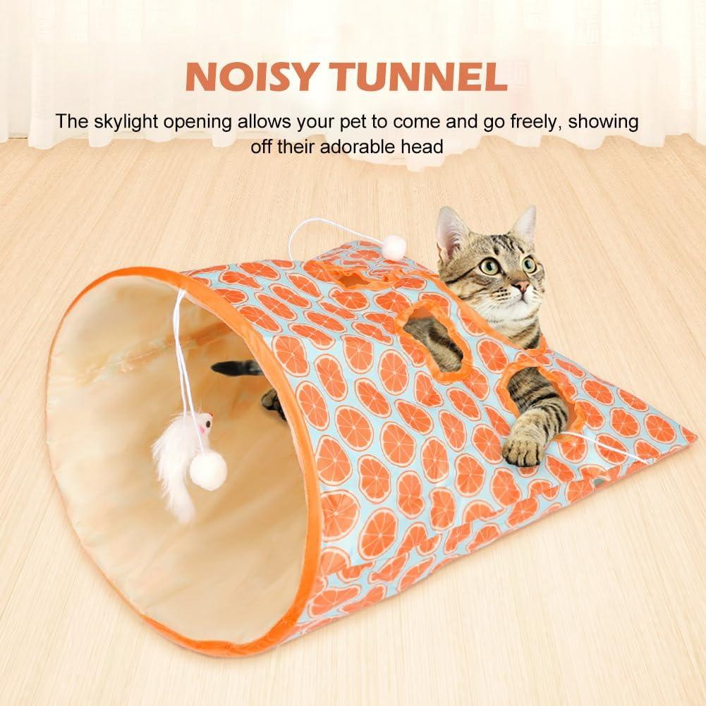 Juguete de túnel para gatos Kakalote con 3 bolas y sonido crujiente