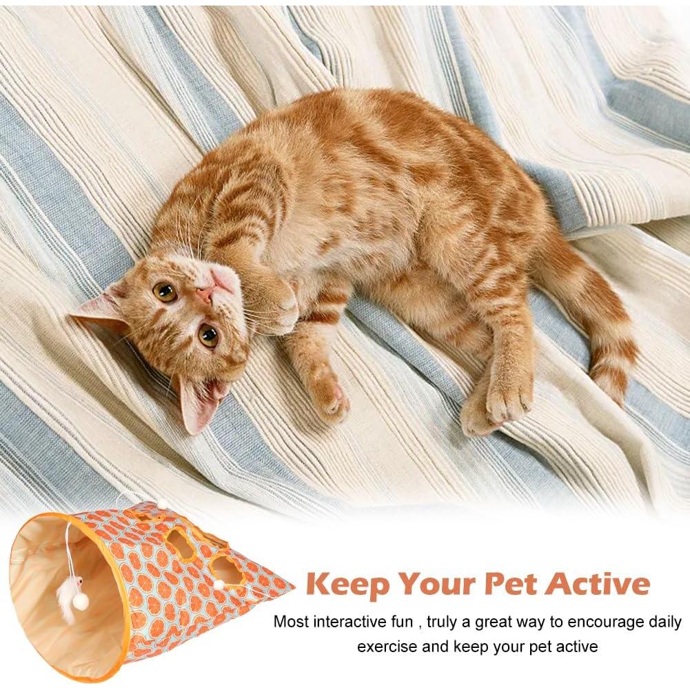 Juguete de túnel para gatos Kakalote con 3 bolas y sonido crujiente