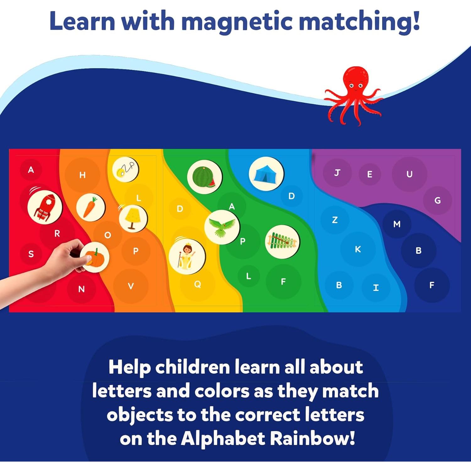 Juego de Emparejamiento Magnético Skillmatics - Arcoíris del Alfabeto, 35+ Piezas, 3-6 Años