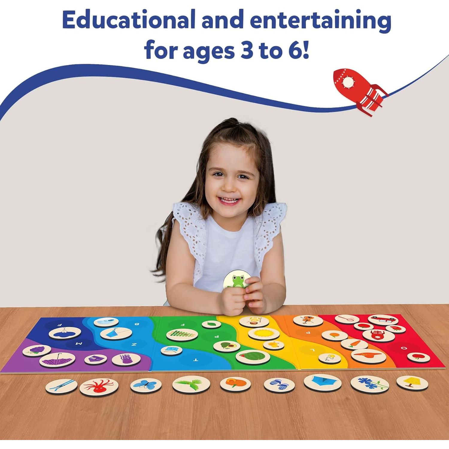 Juego de Emparejamiento Magnético Skillmatics - Arcoíris del Alfabeto, 35+ Piezas, 3-6 Años
