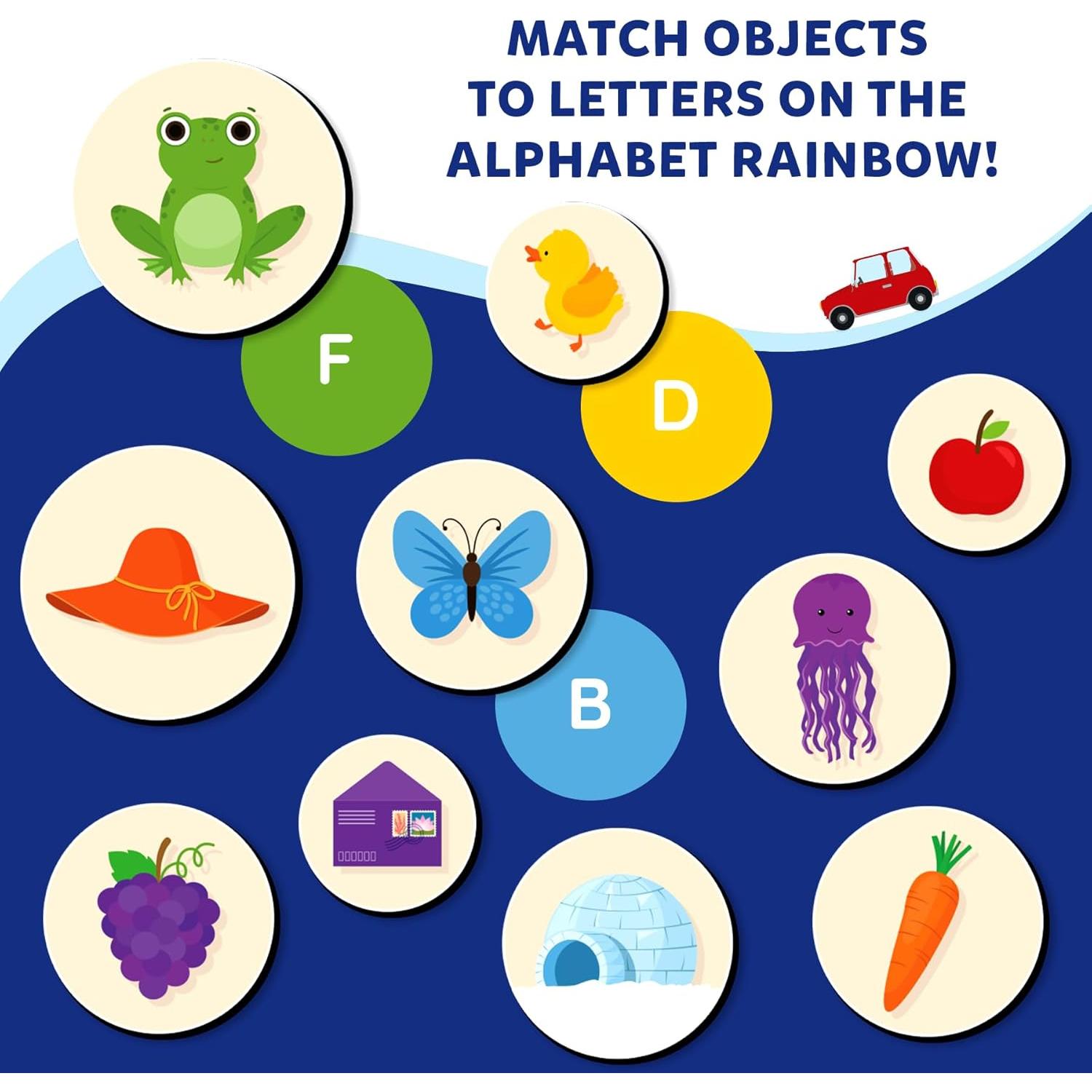 Juego de Emparejamiento Magnético Skillmatics - Arcoíris del Alfabeto, 35+ Piezas, 3-6 Años