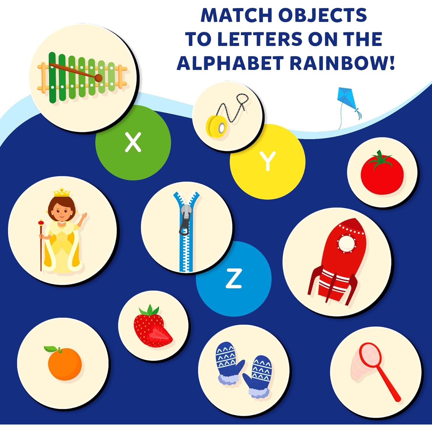 Juego de Emparejamiento Magnético Skillmatics - Arcoíris del Alfabeto, 35+ Piezas, 3-6 Años