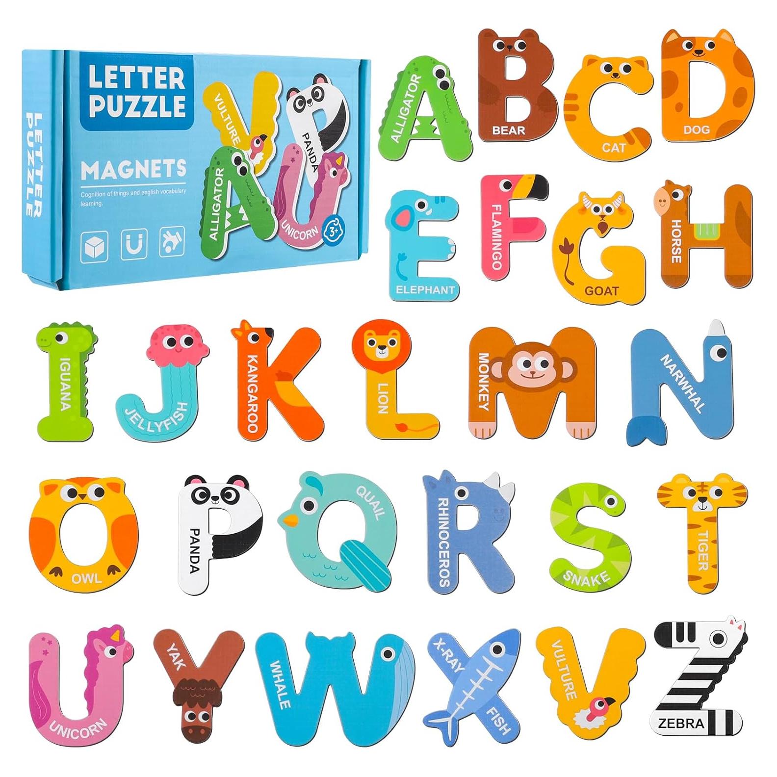 Letras Magnéticas Grandes Thboxes 26 Piezas Animales Coloridas