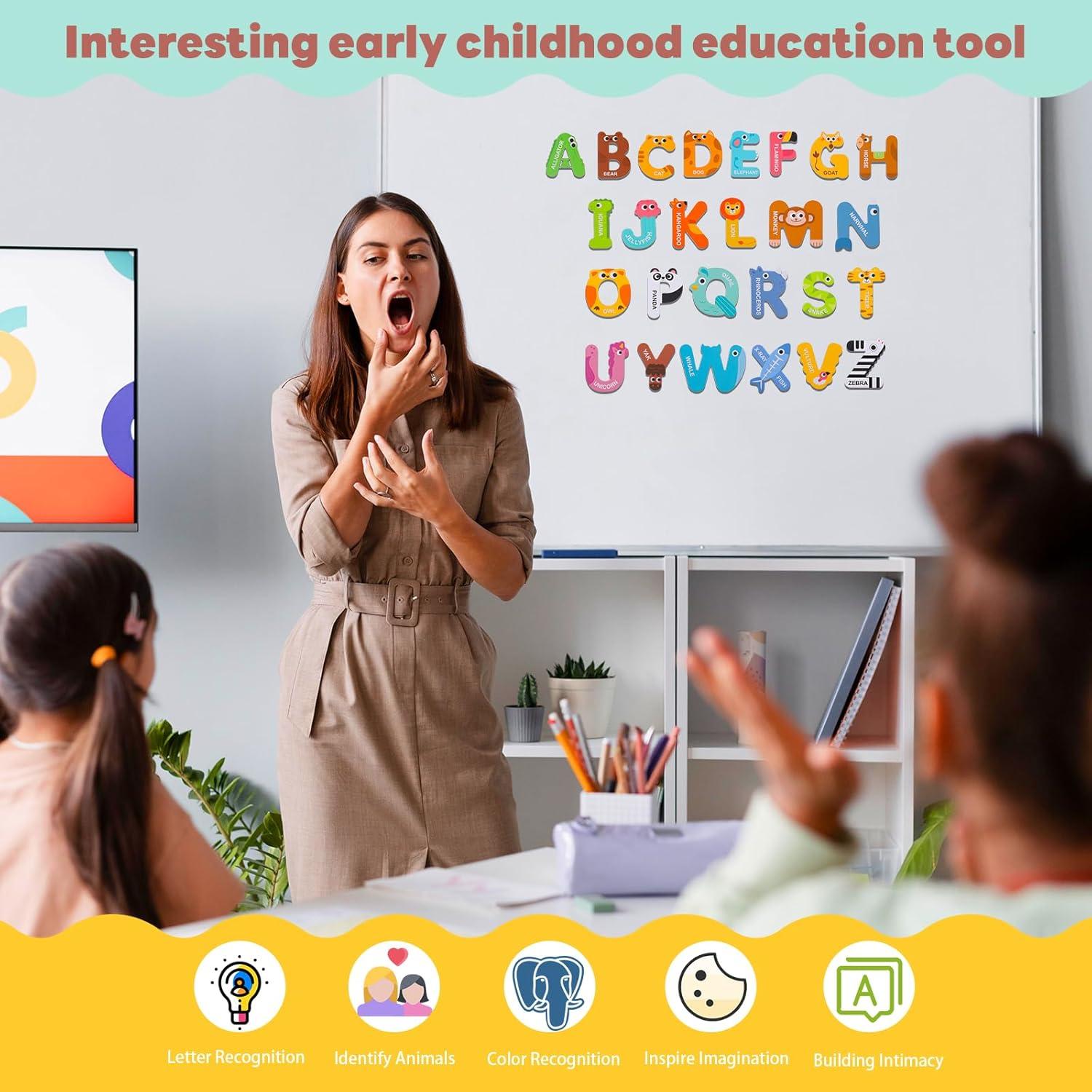 Letras Magnéticas Grandes Thboxes 26 Piezas Animales Coloridas