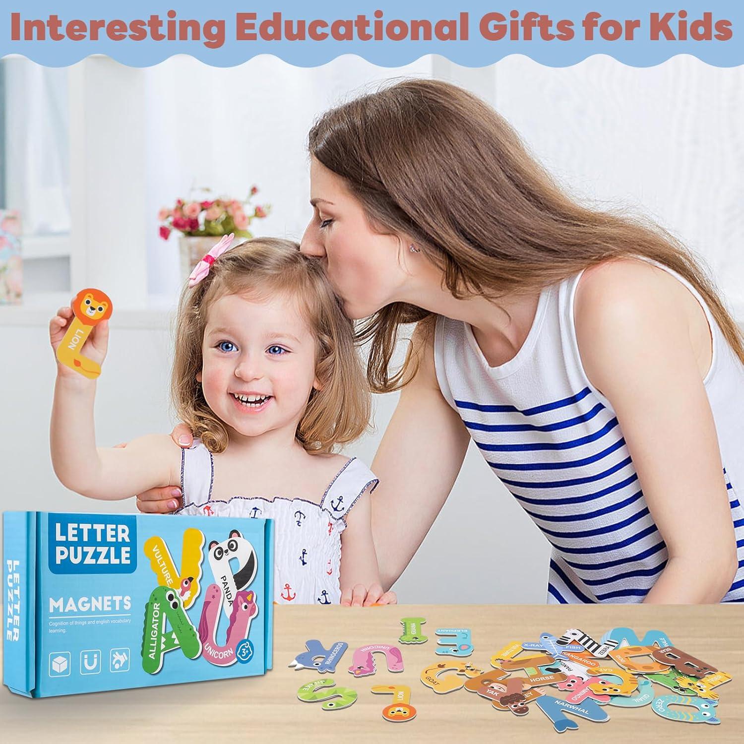 Letras Magnéticas Grandes Thboxes 26 Piezas Animales Coloridas