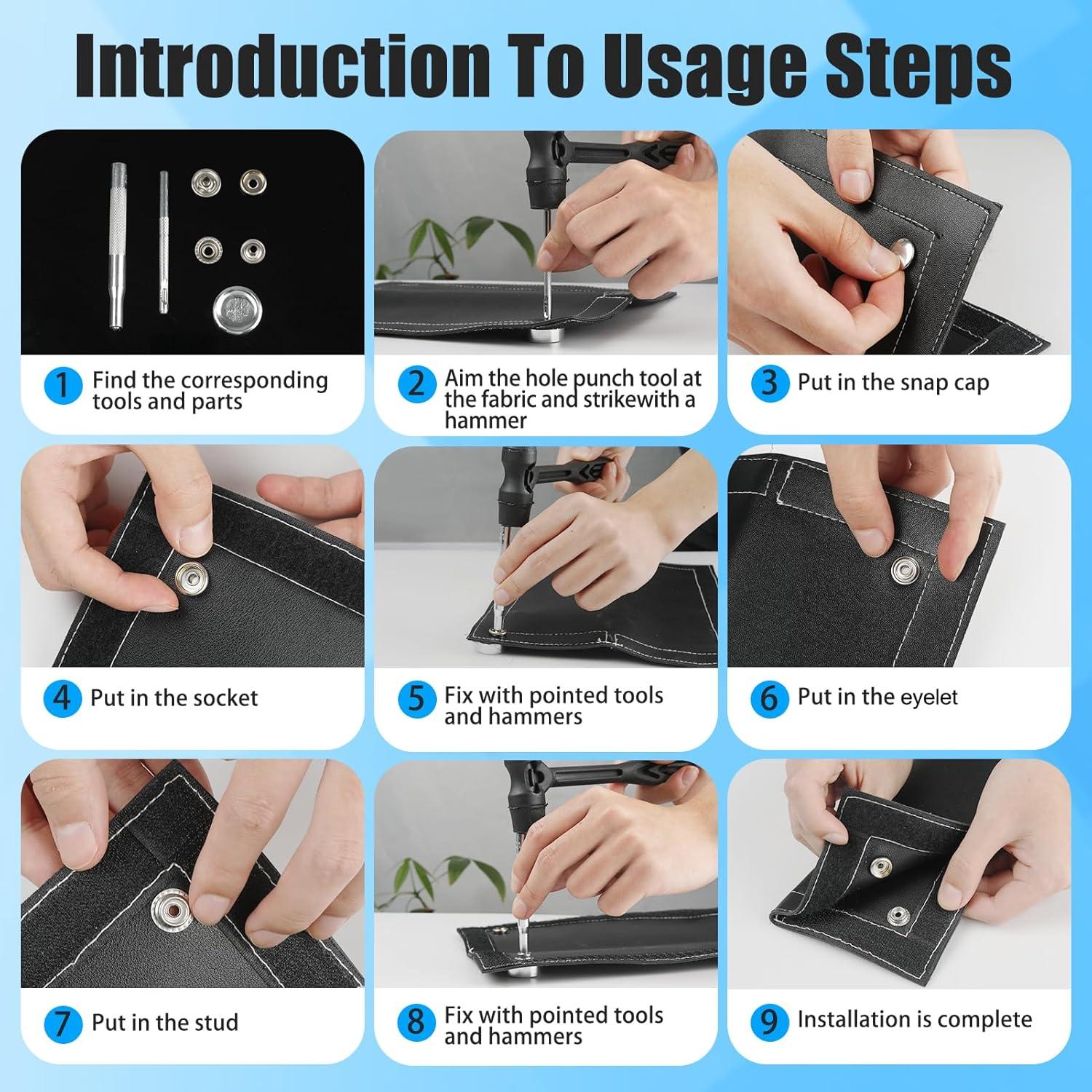 Kit de Botones a Presión NVAAV 213PCS Acero Inoxidable