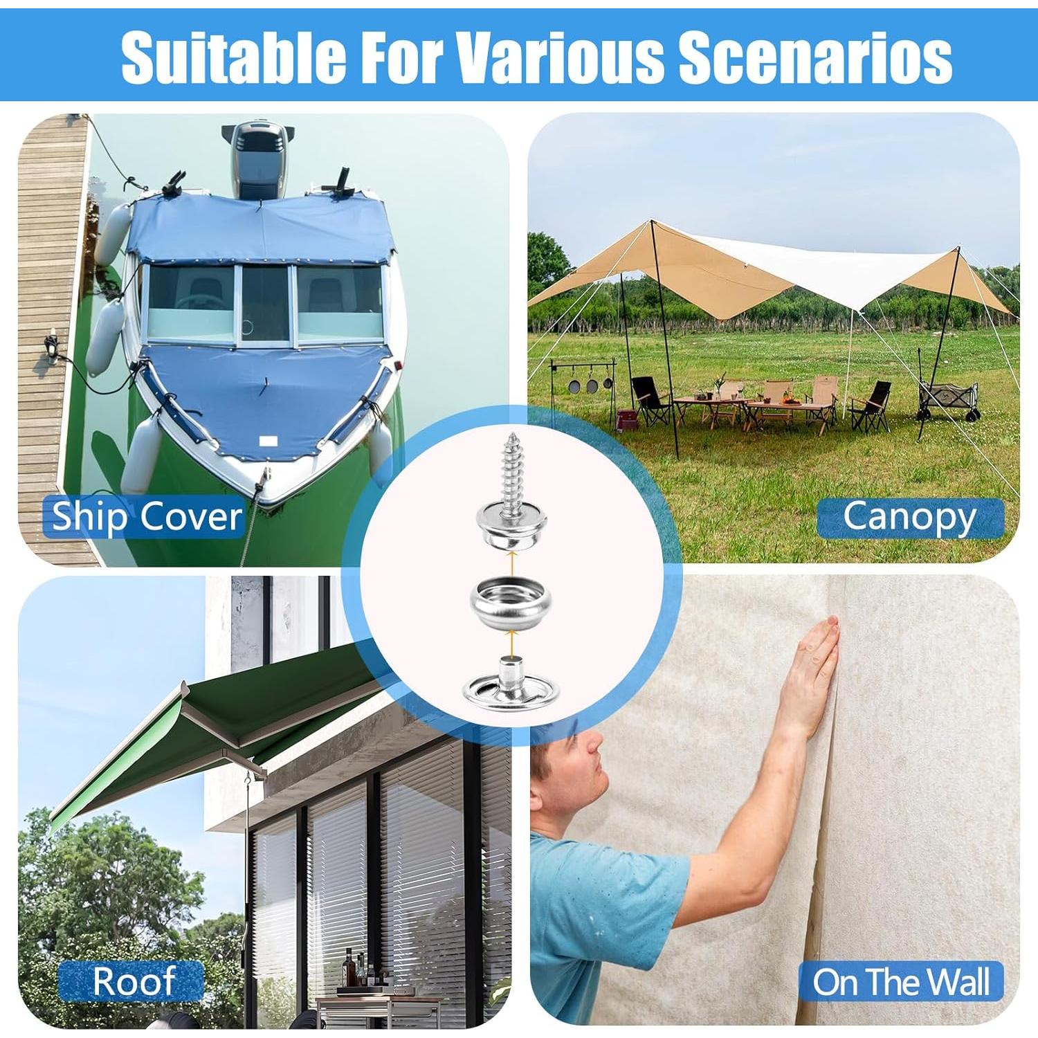 Kit de Botones a Presión NVAAV 213PCS Acero Inoxidable