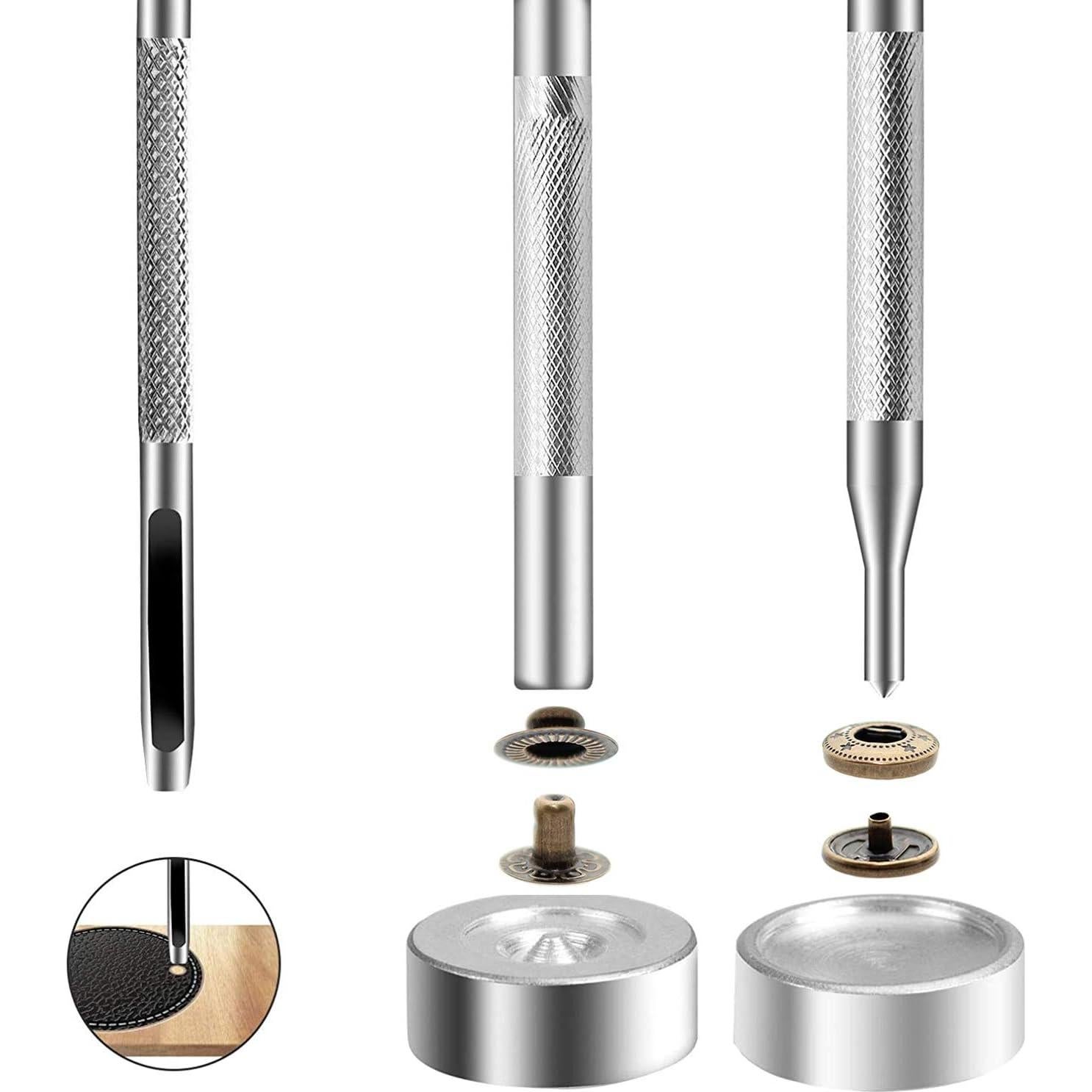 Kit de Botones a Presión de Cuero 24 Juegos BetterJonny 15mm Bronce Antiguo