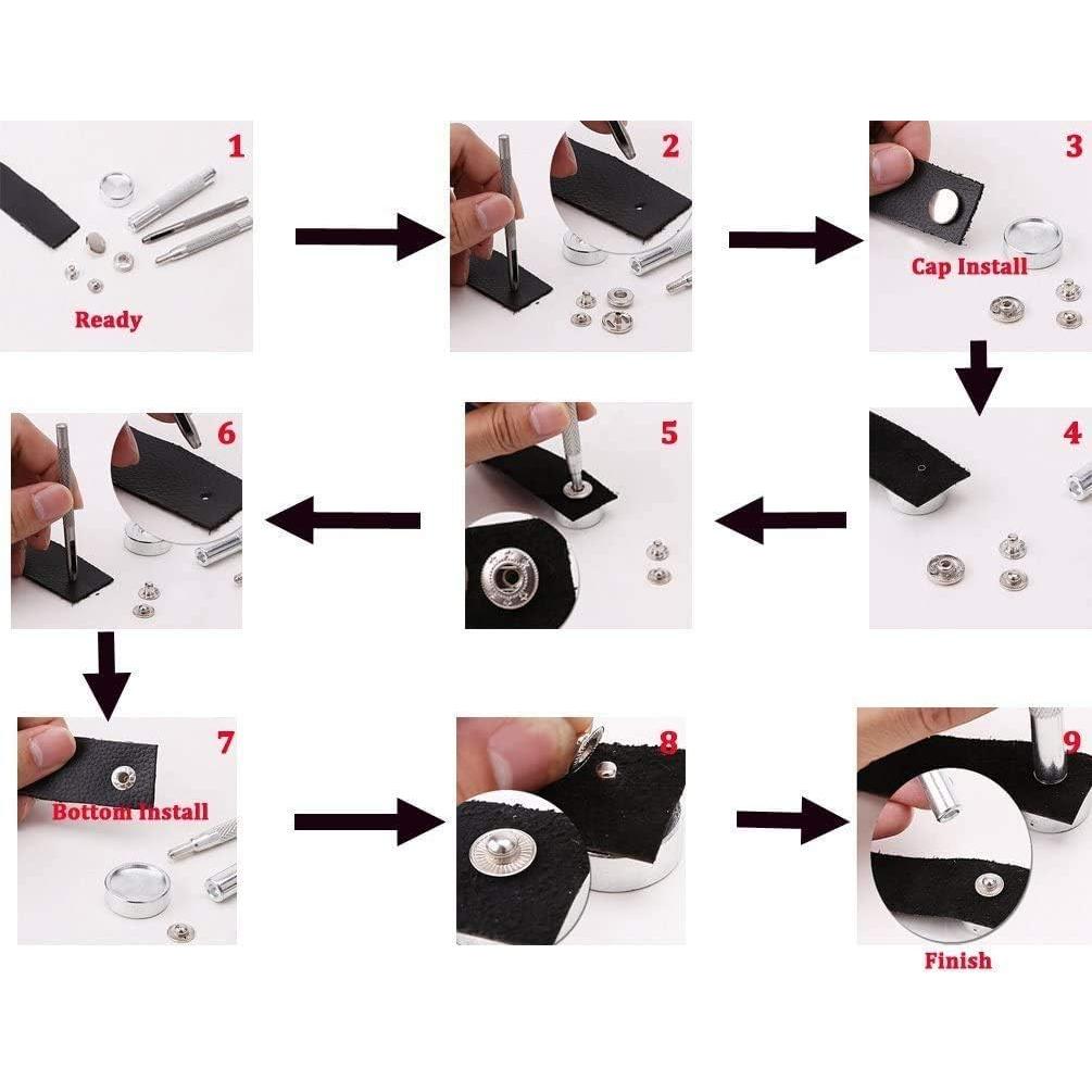 Kit de Botones a Presión de Cuero 24 Juegos BetterJonny 15mm Bronce Antiguo