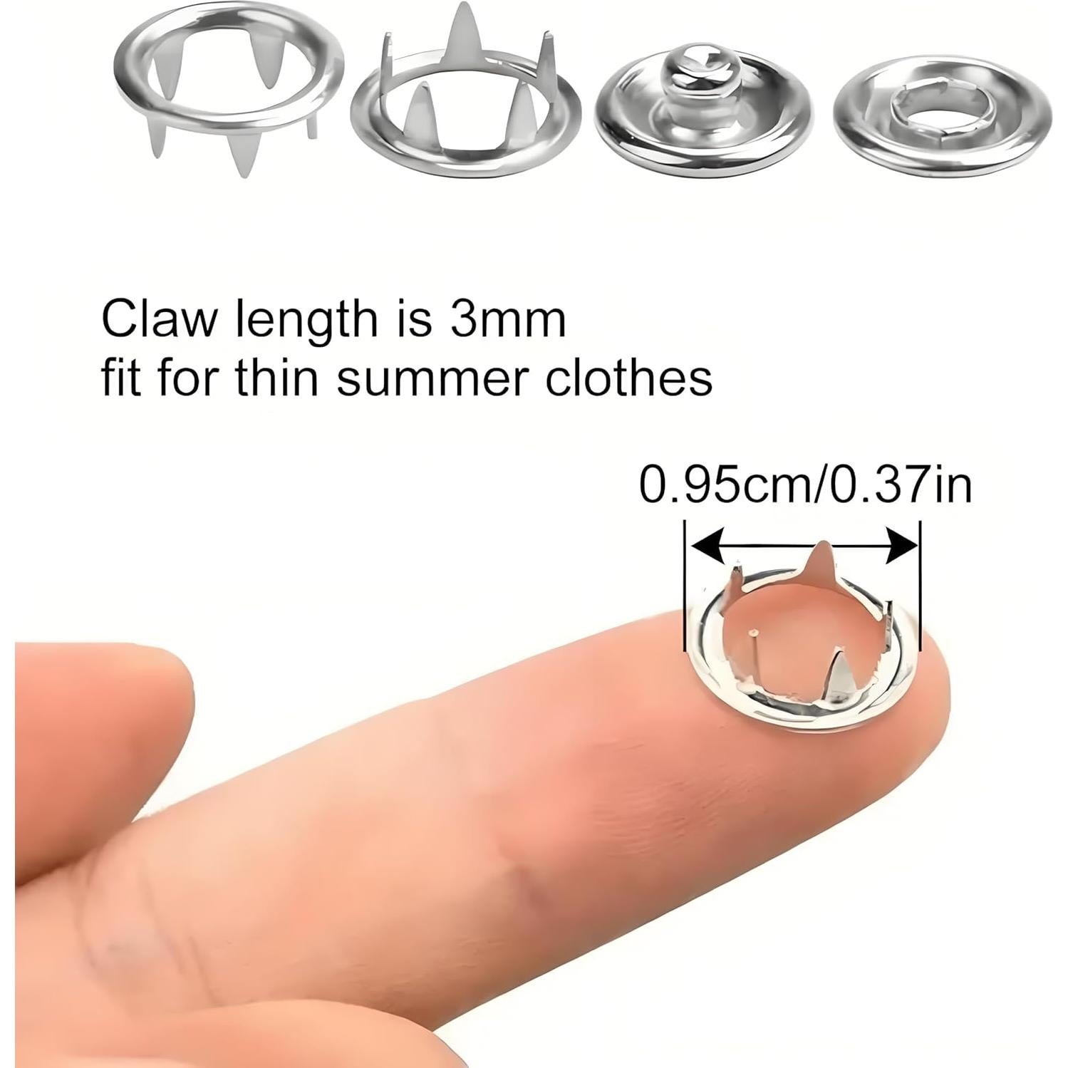 100 Botones de Metal Abruga + Pinza y Herramientas de Costura