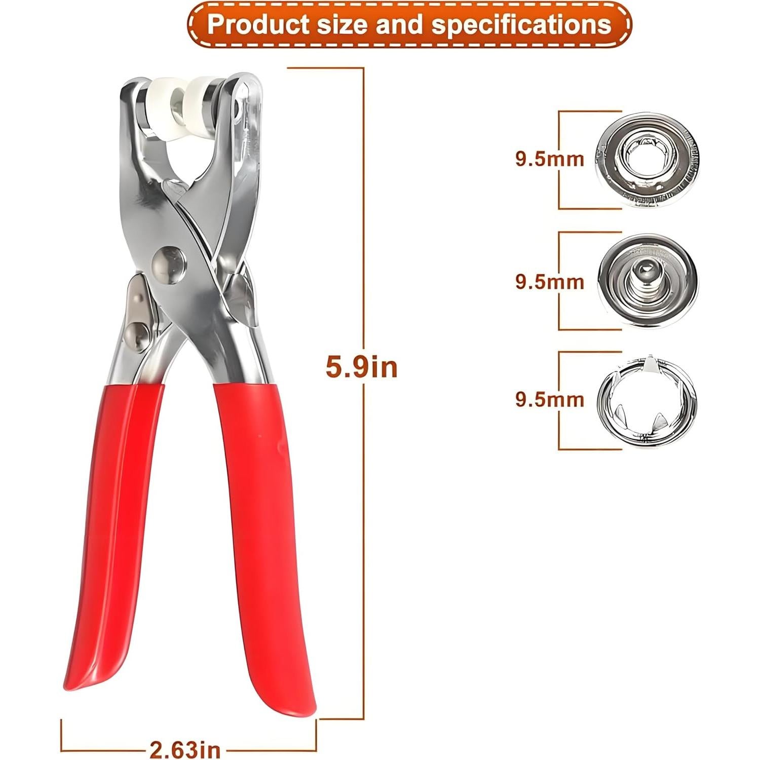 100 Botones de Metal Abruga + Pinza y Herramientas de Costura