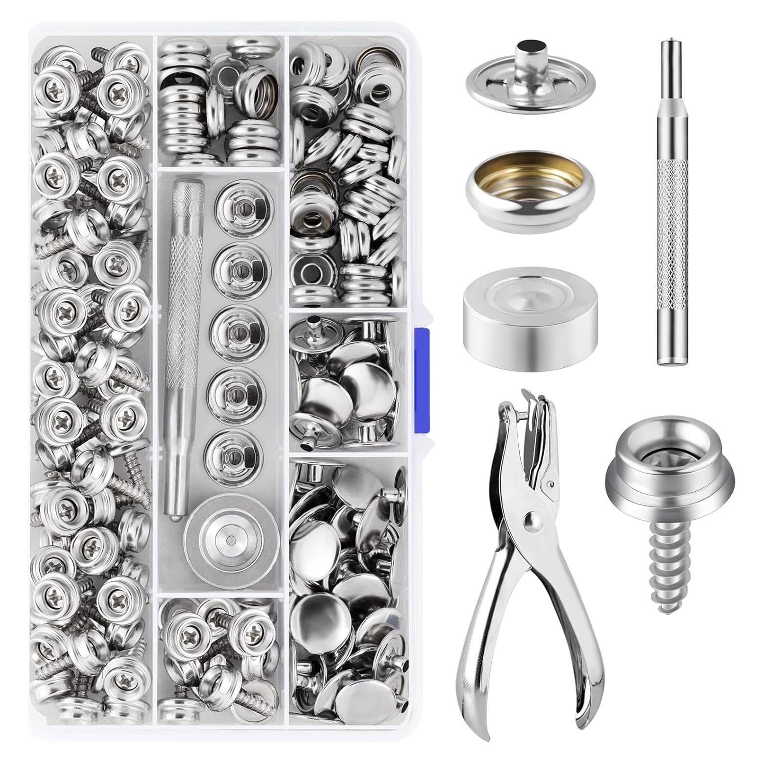 Kit de Botones a Presión Hicdaw 155 Piezas Acero Inoxidable