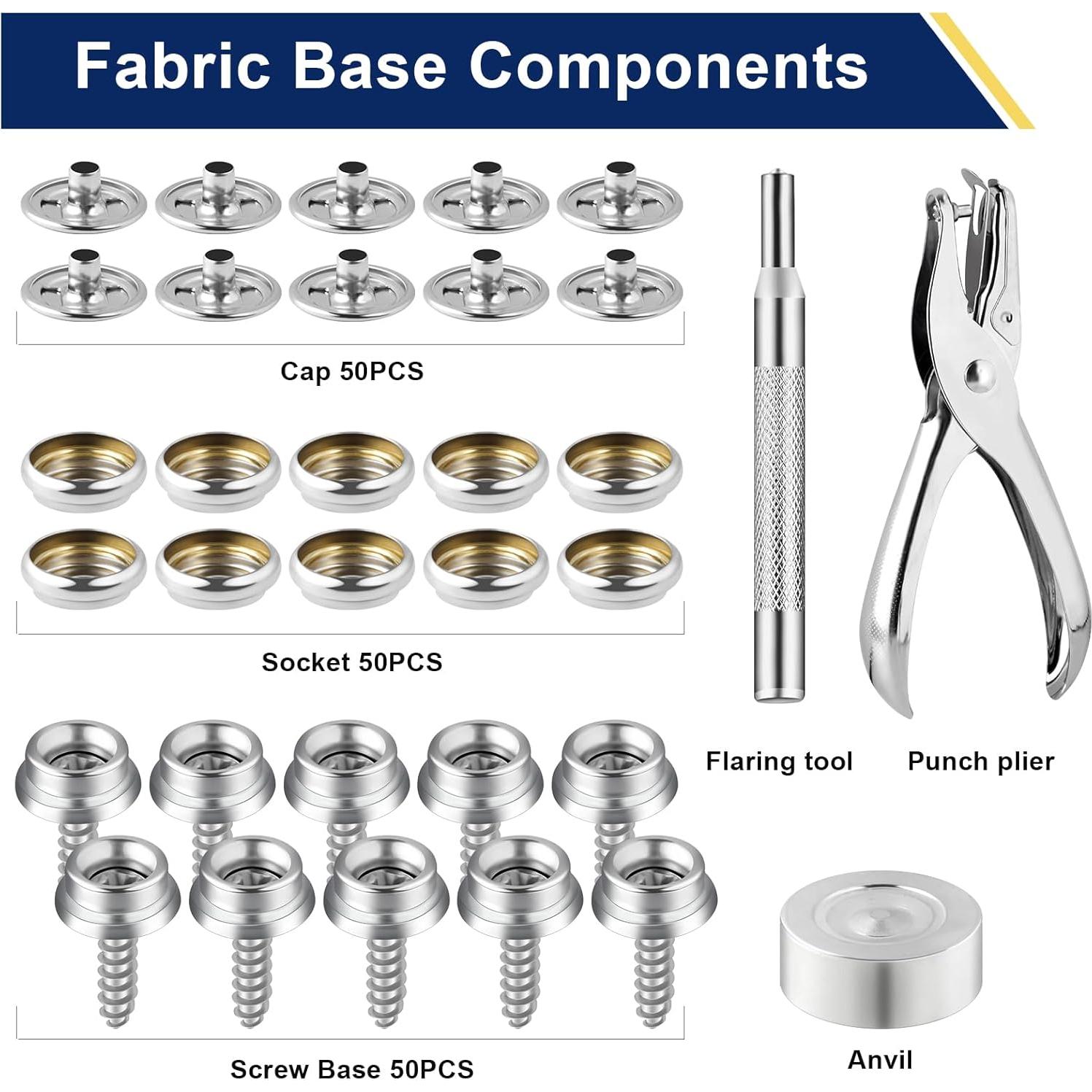 Kit de Botones a Presión Hicdaw 155 Piezas Acero Inoxidable