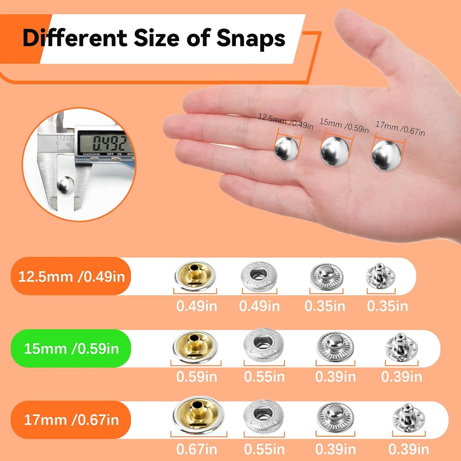 Kit de Herramientas para Botones a Presión Sopnom 15mm 160 Piezas