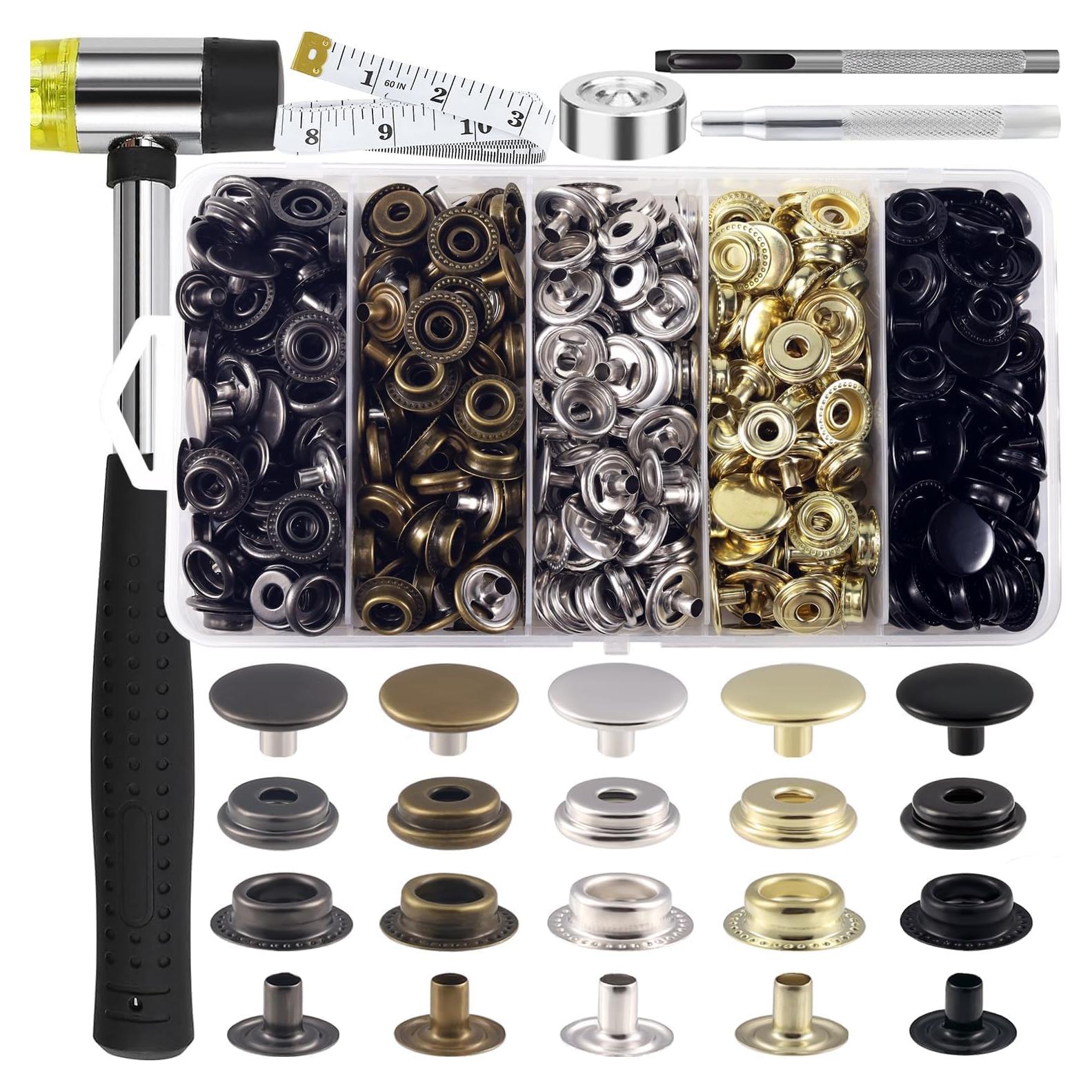 Kit de Broches a Presión XRIHSNAVI 506 Pcs 15mm Acero Inoxidable