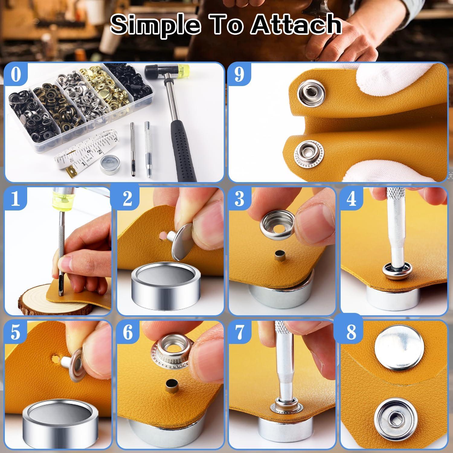 Kit de Broches a Presión XRIHSNAVI 506 Pcs 15mm Acero Inoxidable