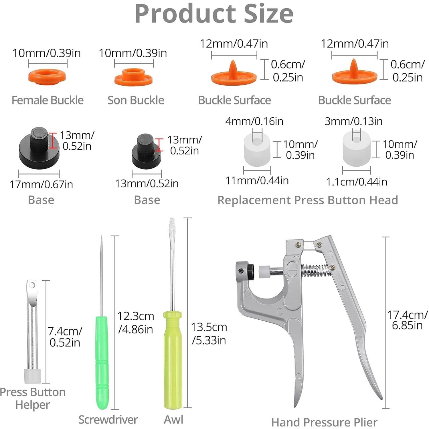 Kit de Botones a Presión Tanice 408 Piezas 24 Colores T5