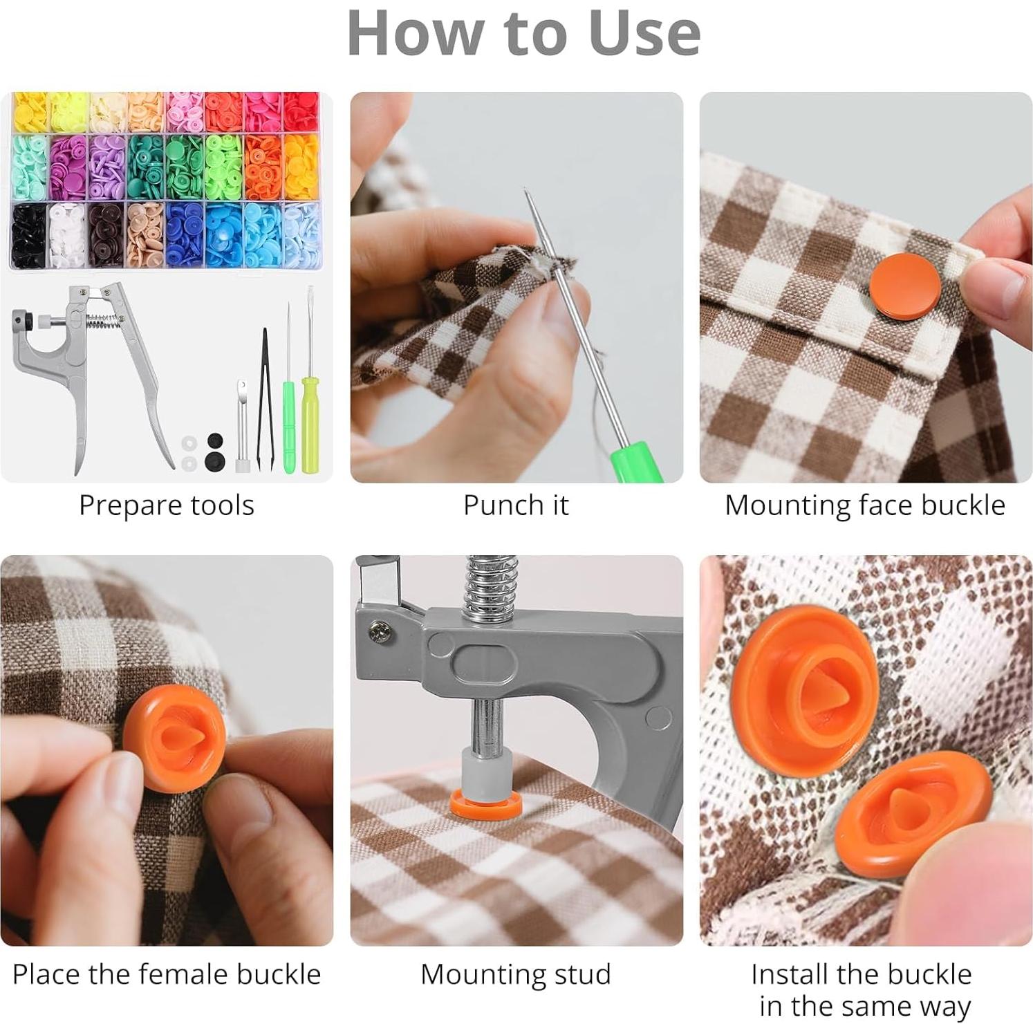 Kit de Botones a Presión Tanice 408 Piezas 24 Colores T5