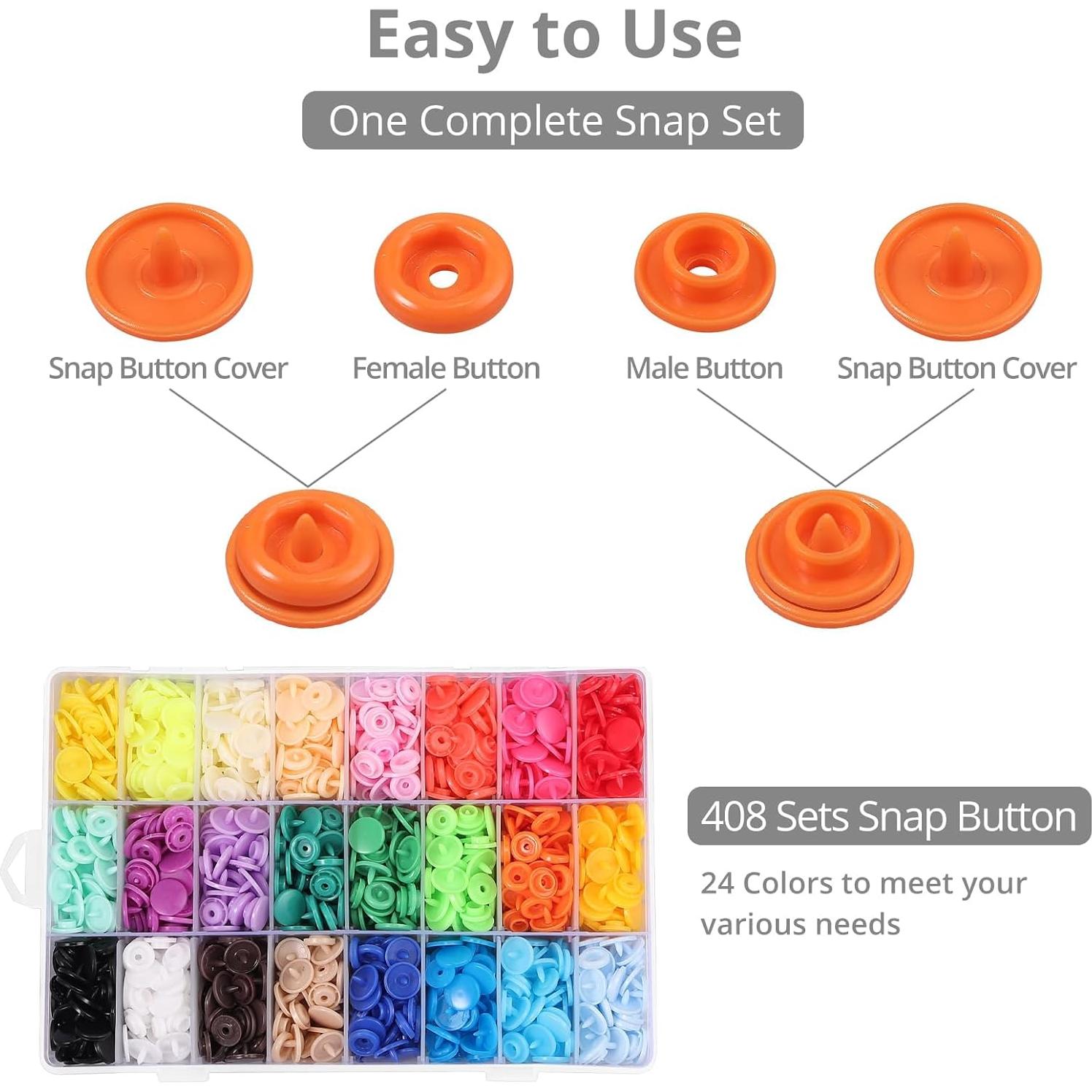 Kit de Botones a Presión Tanice 408 Piezas 24 Colores T5