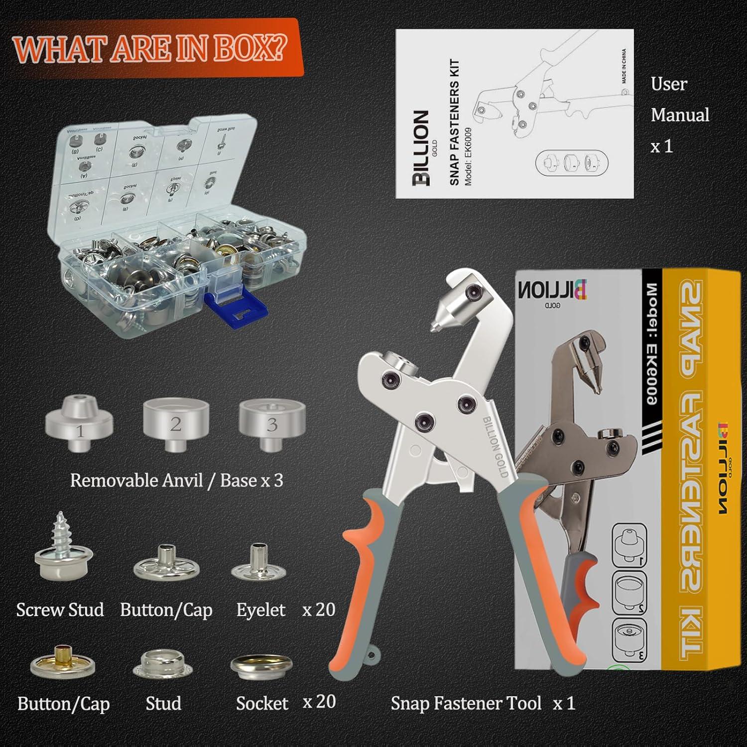 Kit de Broches de Lona BILLION GOLD EK6009 - Alta Resistencia