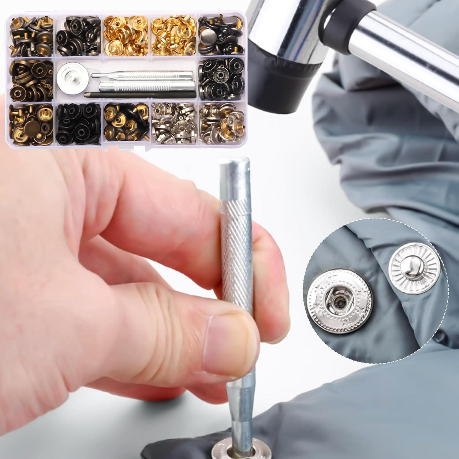 Kit de Broches de Presión LYDNA - 120 Botones de Metal 12mm