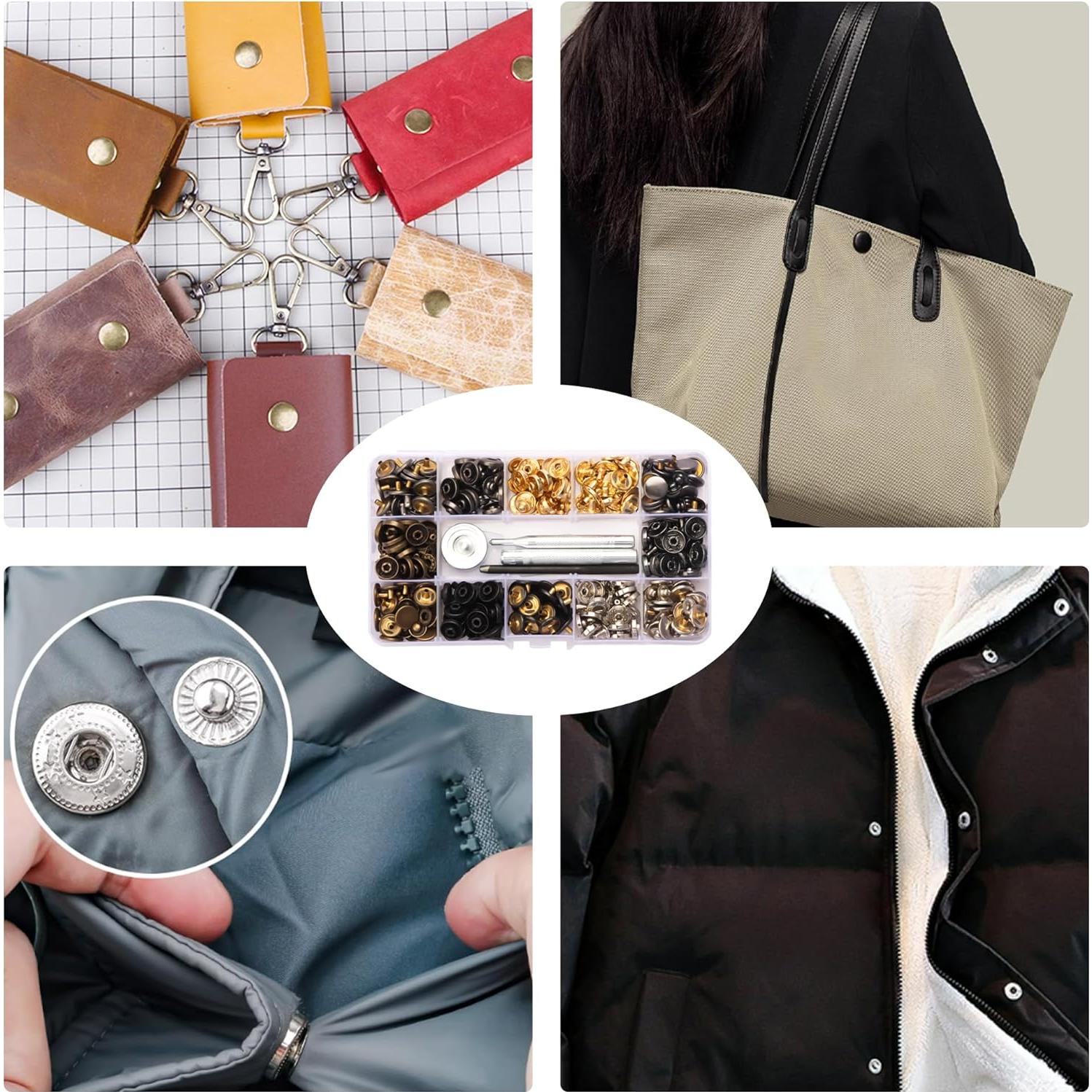 Kit de Broches de Presión LYDNA - 120 Botones de Metal 12mm