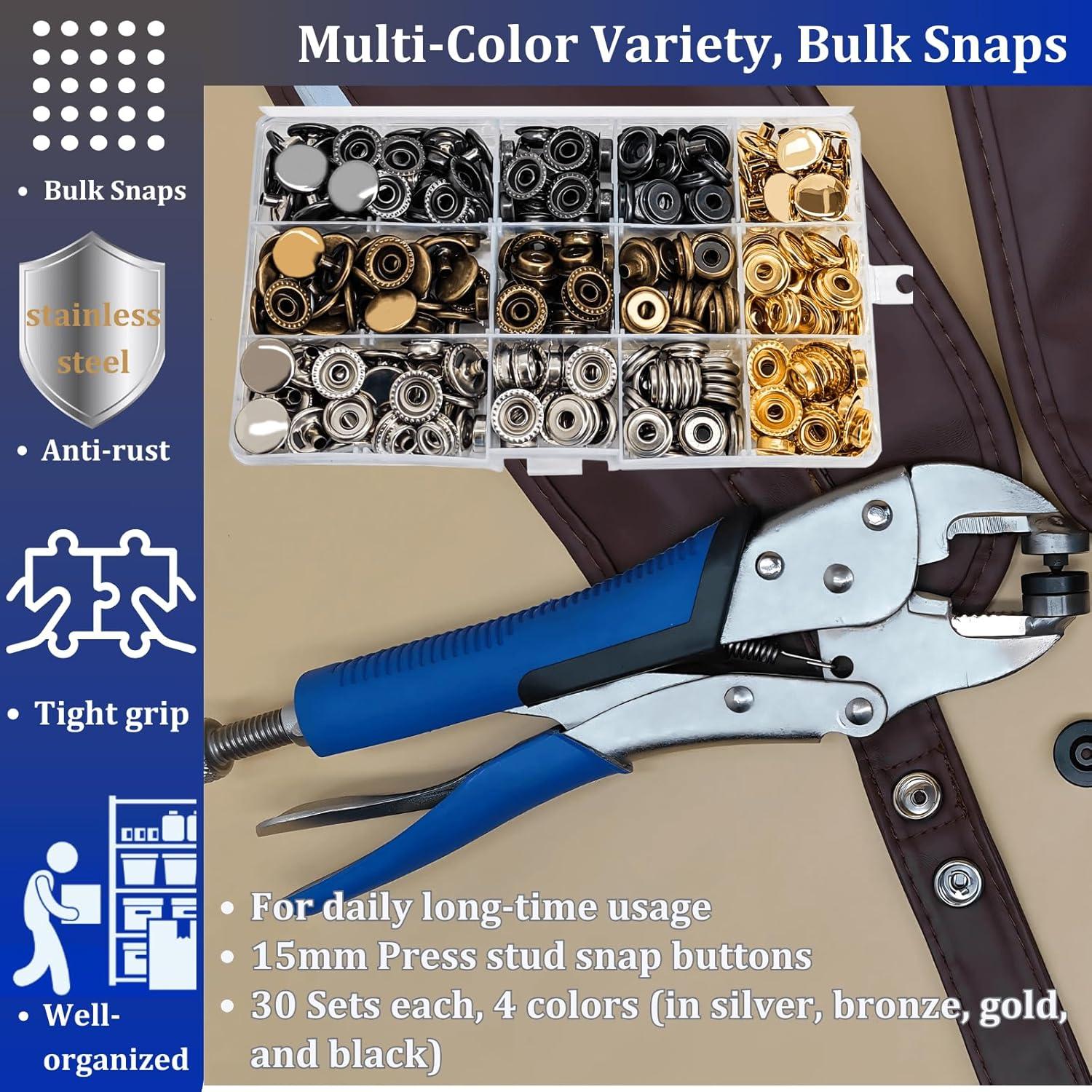 Kit de Botones a Presión Jiffy2NE1 - 120 Piezas Metal 15mm