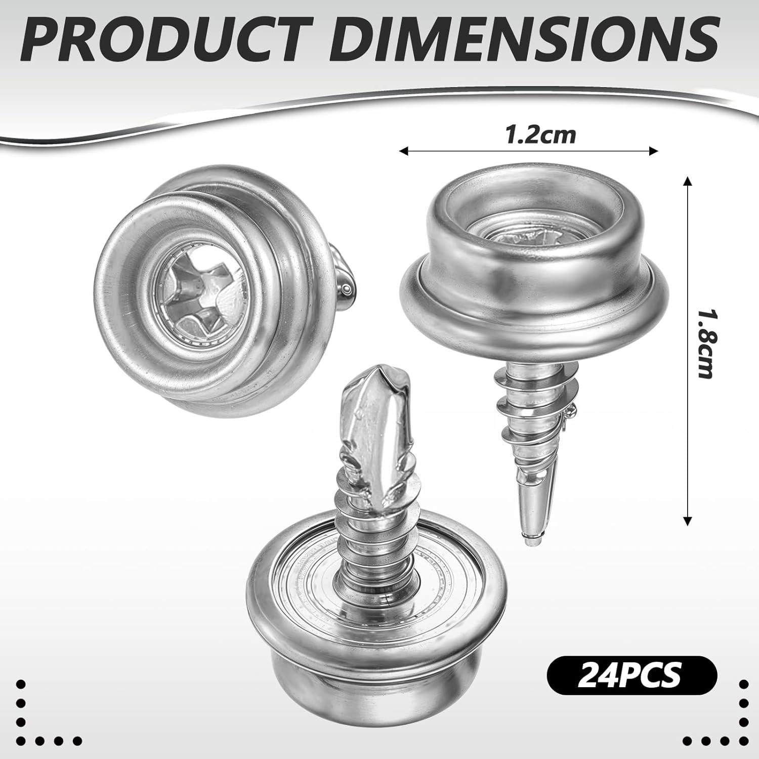 Kit de 24 Botones de Lona Acero Inoxidable 1.8x1.2 cm