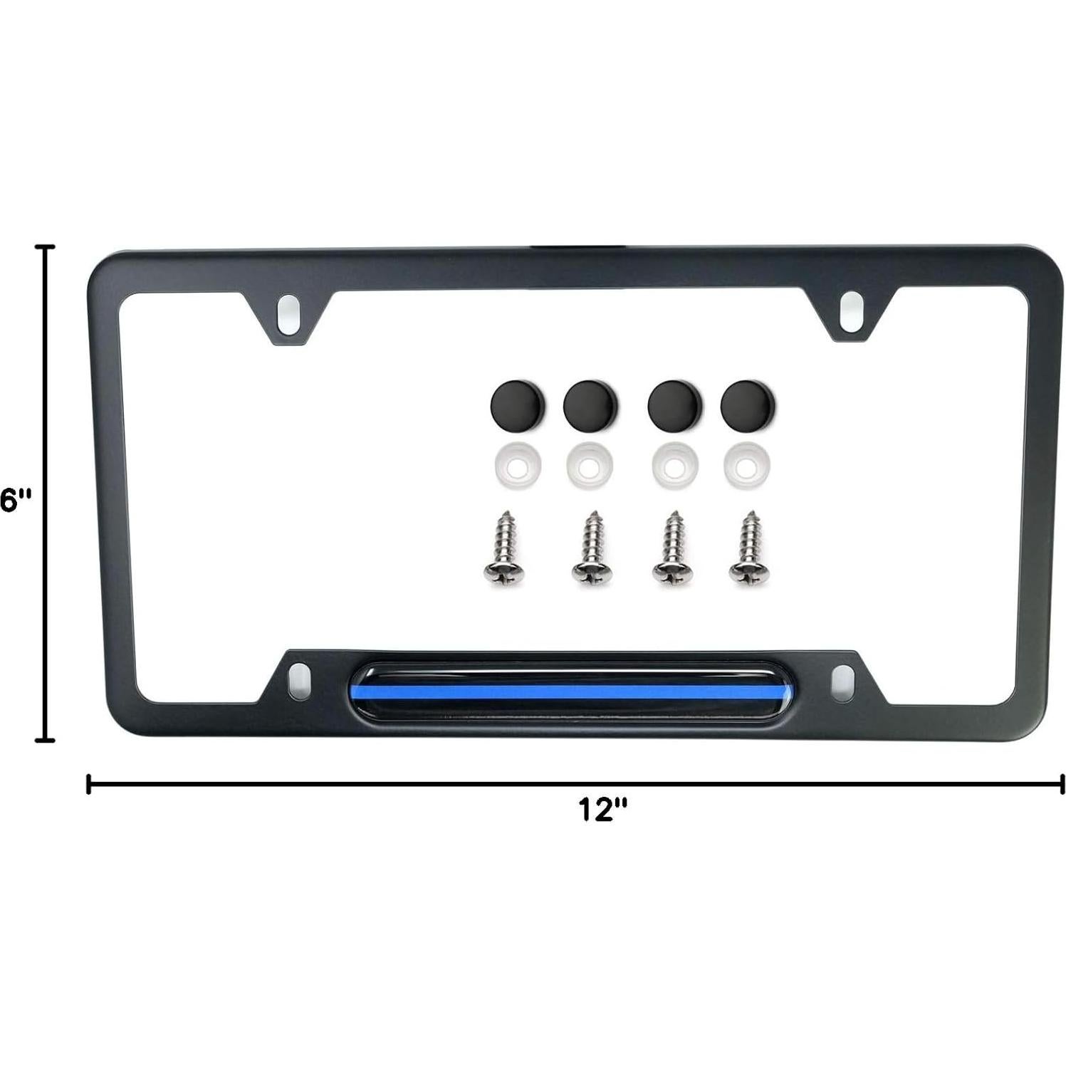 Marco de Placa de Licencia LFPartS Acero Inoxidable Negro 30.48x15.24cm