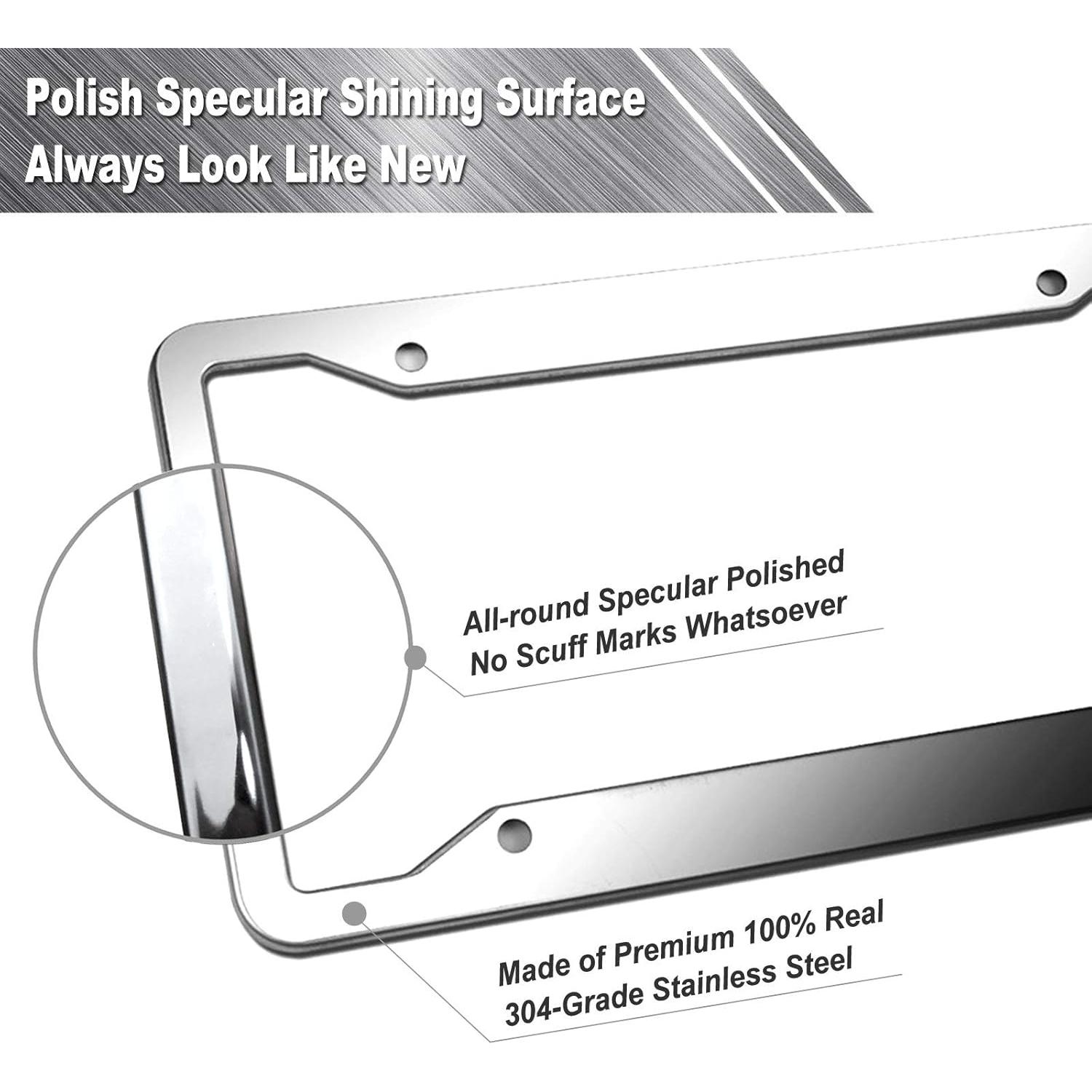 Marco de Placa de Licencia AOOTF Acero Inoxidable 4 Agujeros