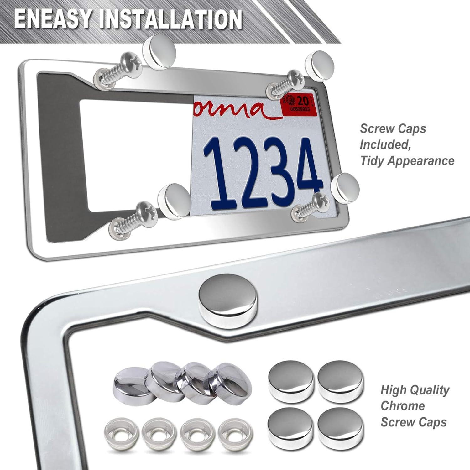 Marco de Placa de Licencia AOOTF Acero Inoxidable 4 Agujeros