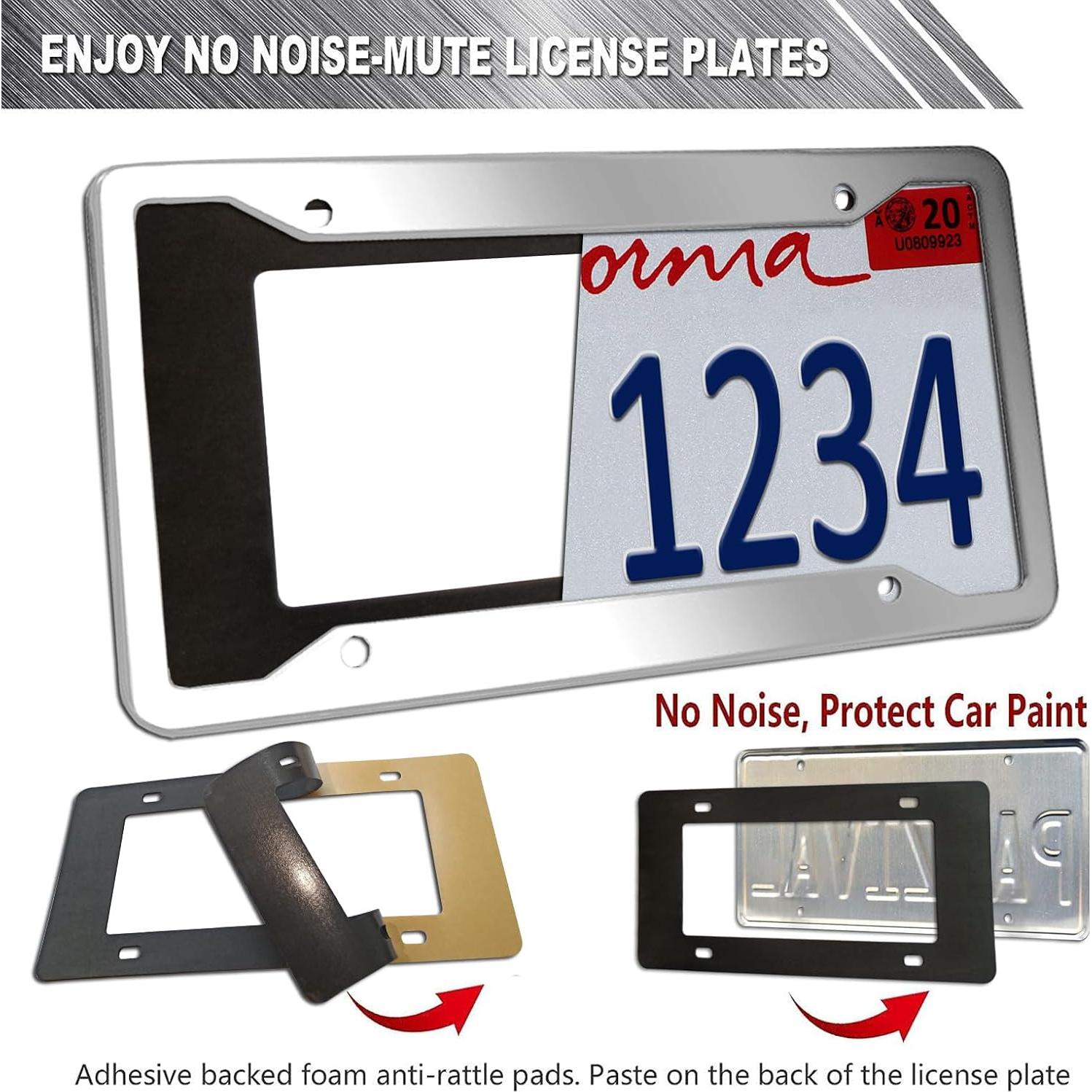 Marco de Placa de Licencia AOOTF Acero Inoxidable 4 Agujeros