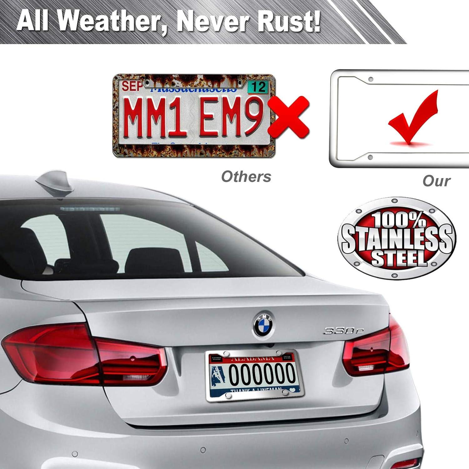 Marco de Placa de Licencia AOOTF Acero Inoxidable 4 Agujeros