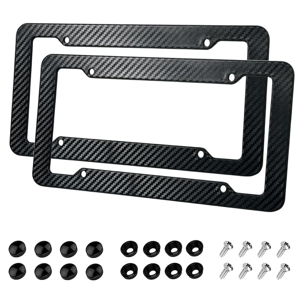 Paquete de 2 Marcos de Placa de Licencia Reswish Fibra de Carbono