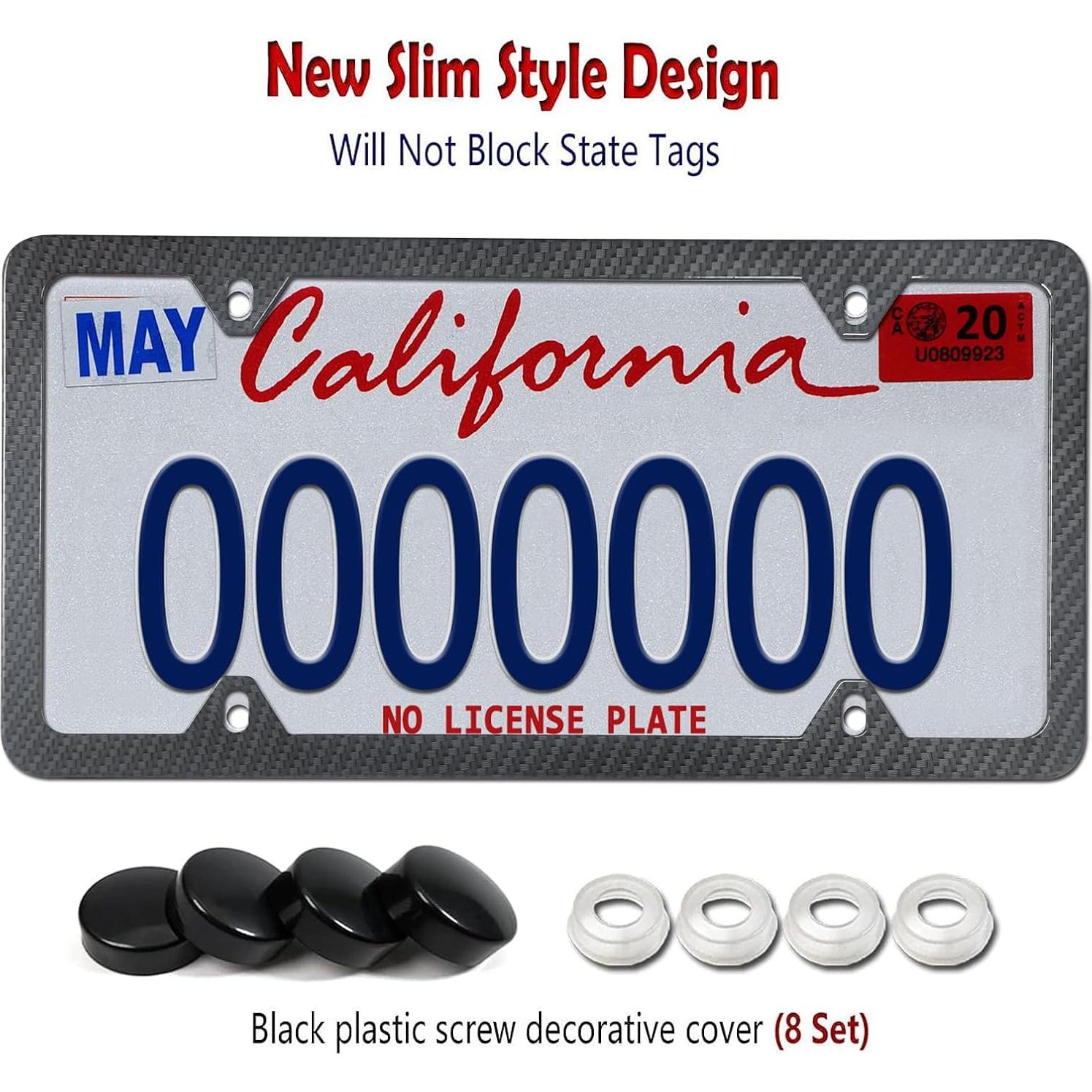 Marco de Placa de Licencia Aootf Fibra de Carbono 30.5x15.2 cm