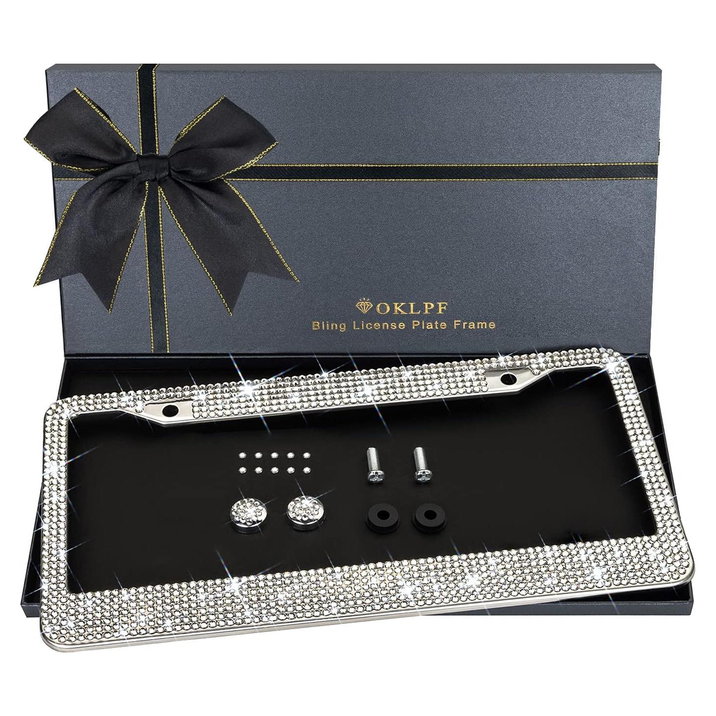 Marco de Placa de Licencia Brillante OKLPF con Rhinestones