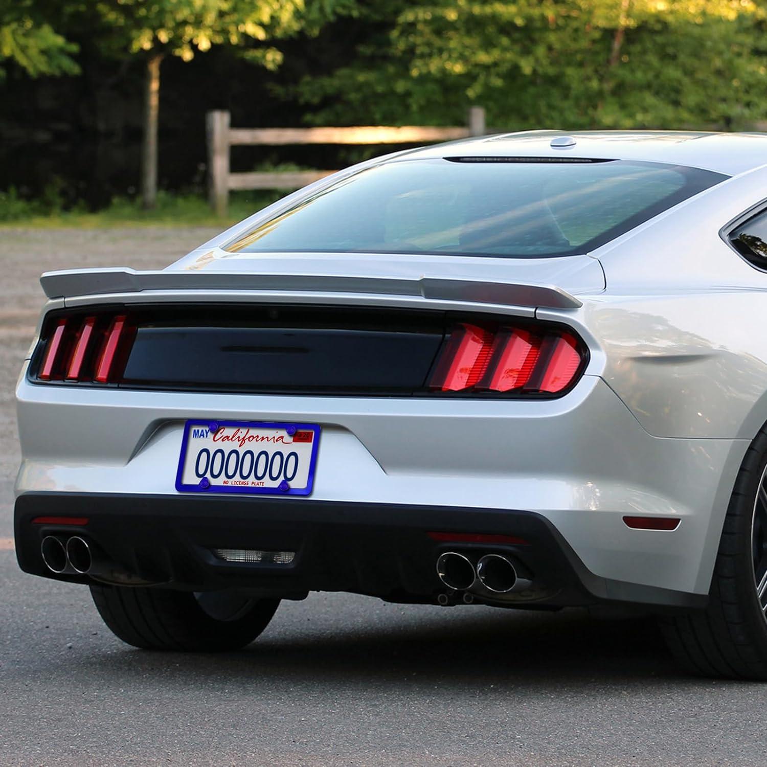 Blue License Plate Frames- Aluminum Front & Rear Car Tag Covers for Men Women, 2 Pack 4 Hole Thin Slim Holders with Mounting Hardware Kit- Screws, Rattle Proof Pads