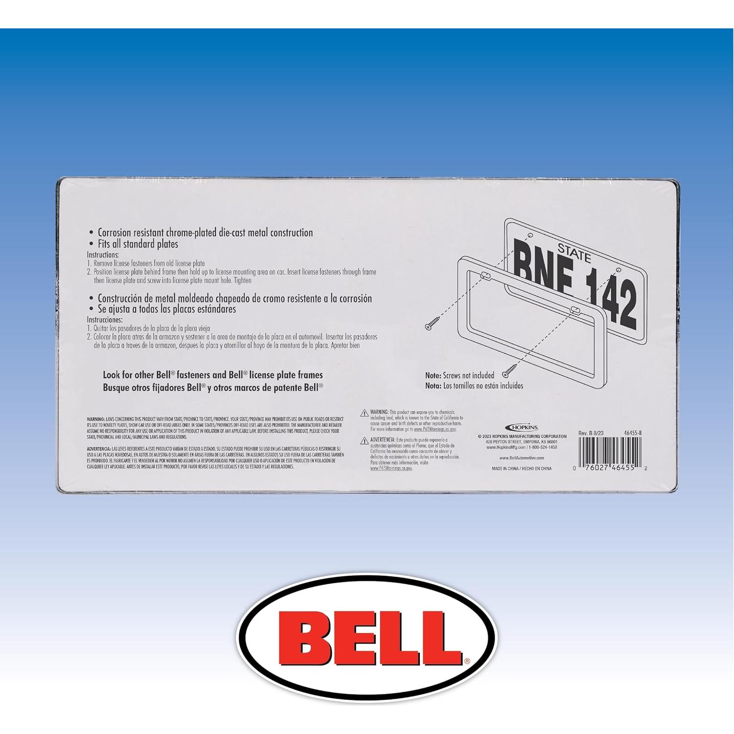 Marco de Placa de Licencia Bell Automotive 22-1-46455-8 Cromado