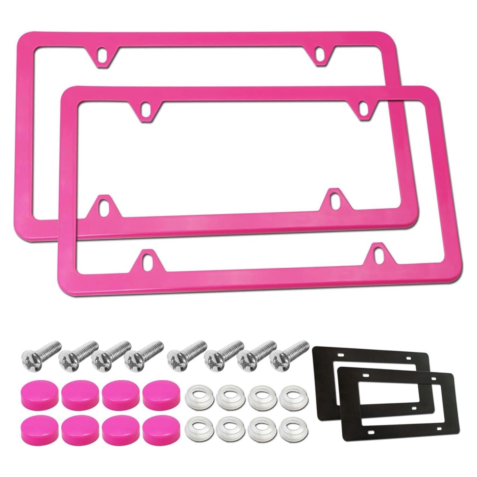 Marco de Placa de Licencia BGGTMO Rosa - Metal Aluminio, 2 Piezas