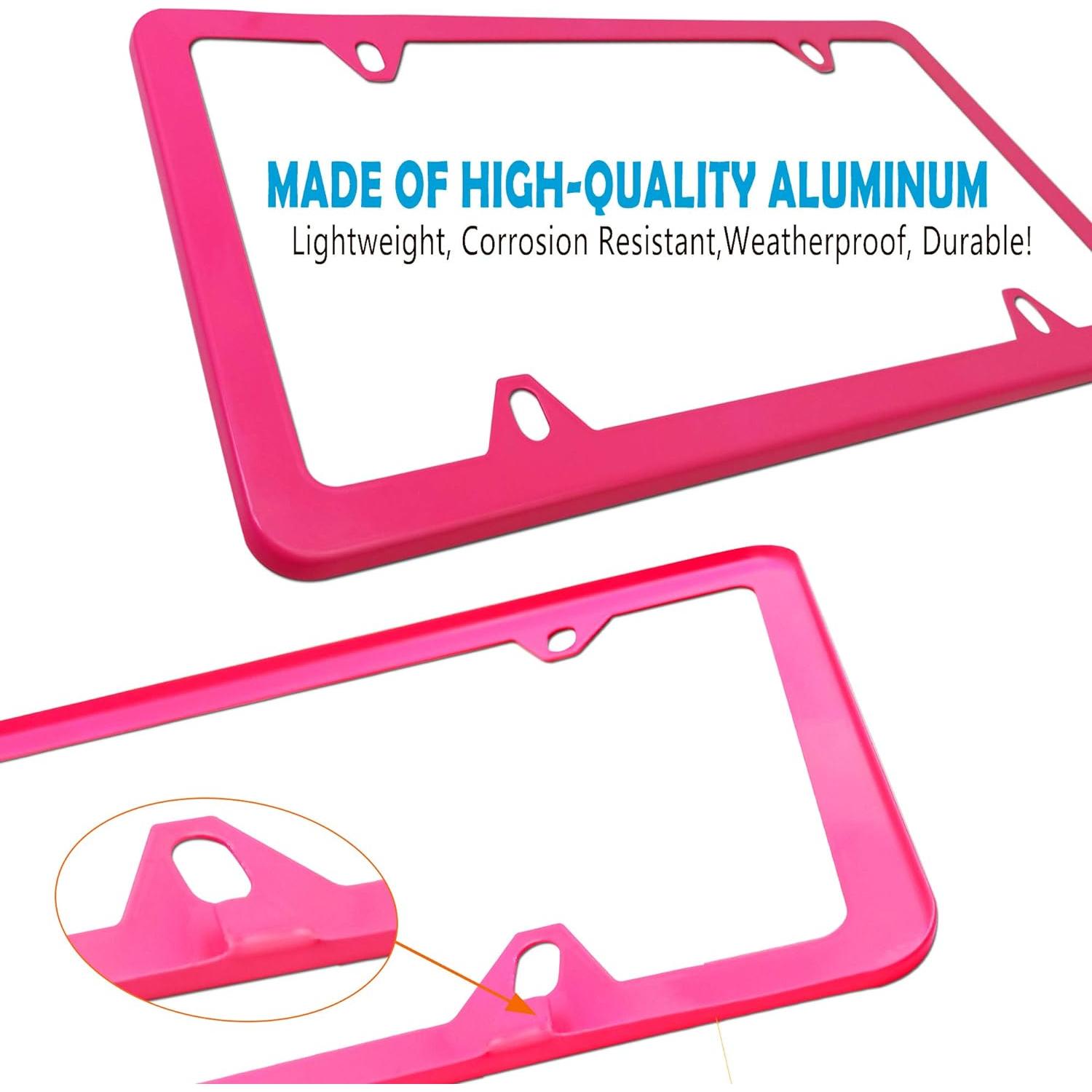 Marco de Placa de Licencia BGGTMO Rosa - Metal Aluminio, 2 Piezas