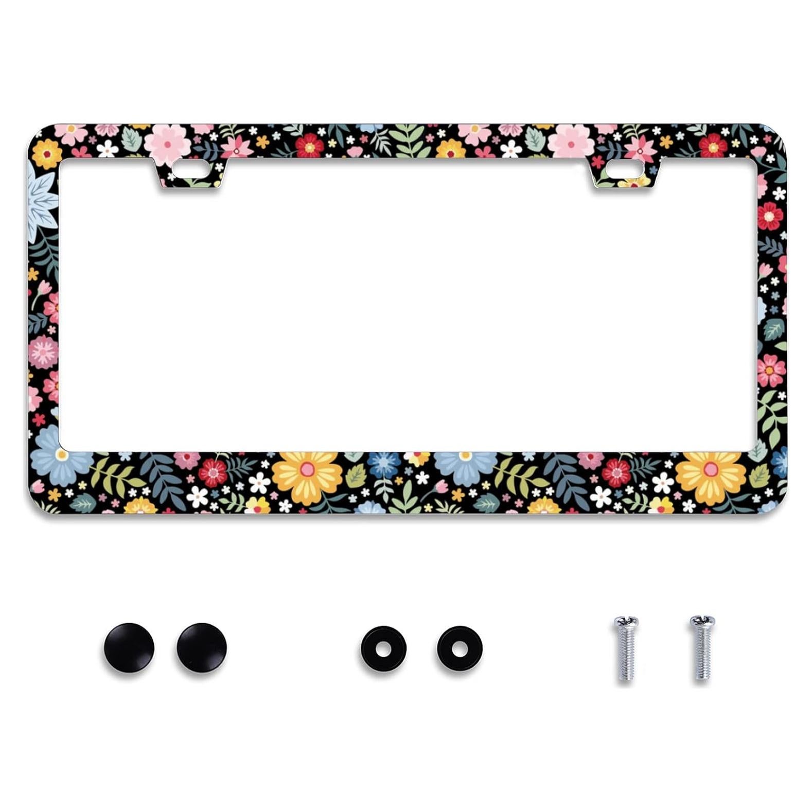 Marco de Placa de Licencia Floral Colorido Omw2fyb 30.5x15.2cm