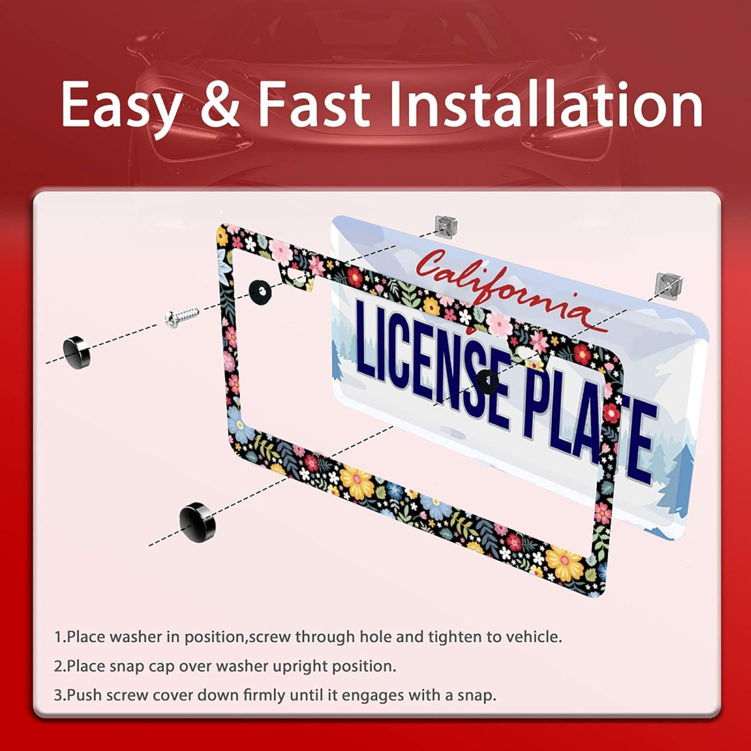 Marco de Placa de Licencia Floral Colorido Omw2fyb 30.5x15.2cm